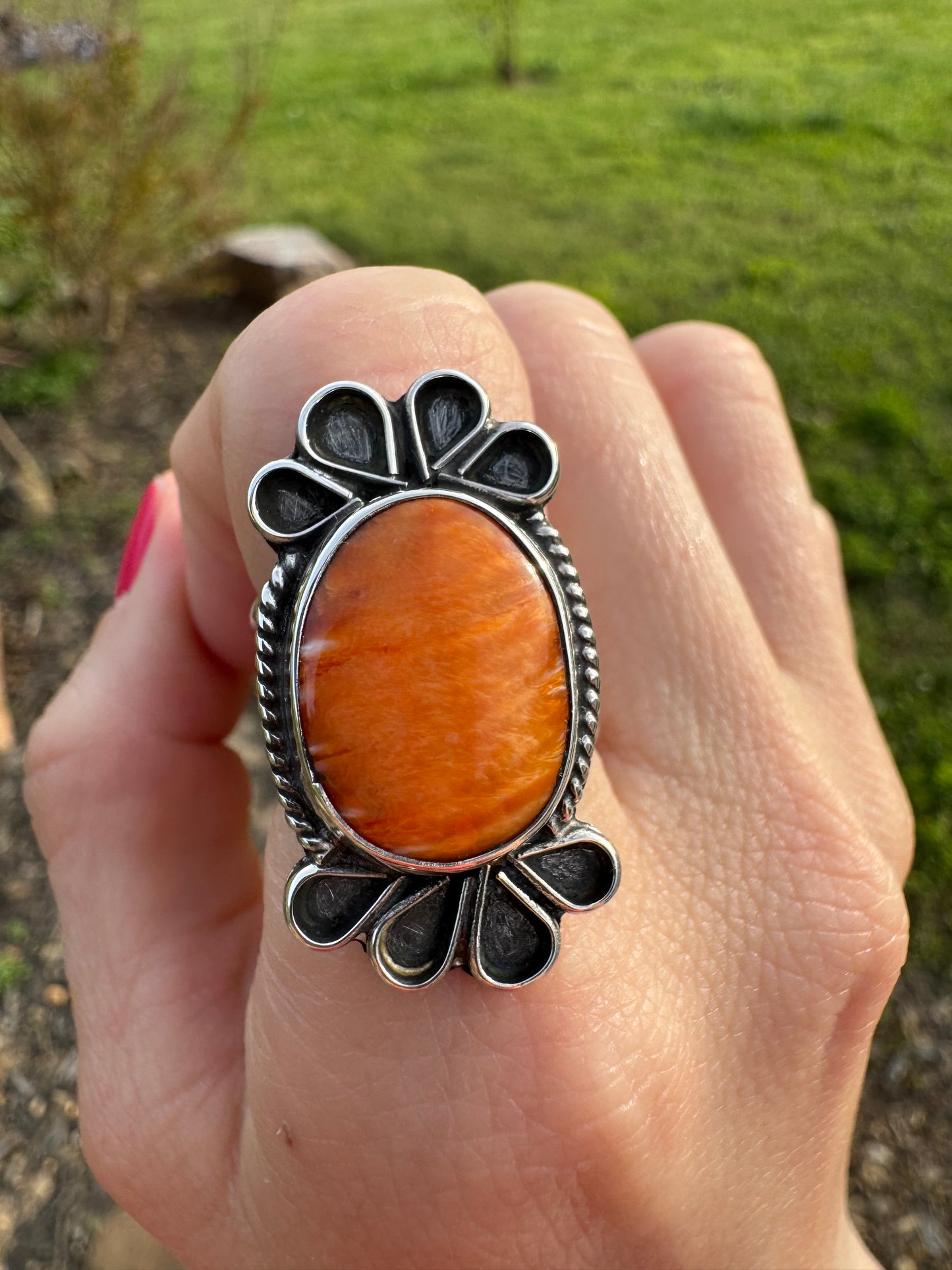 Spiny oyster Filigree Ring size 7.5