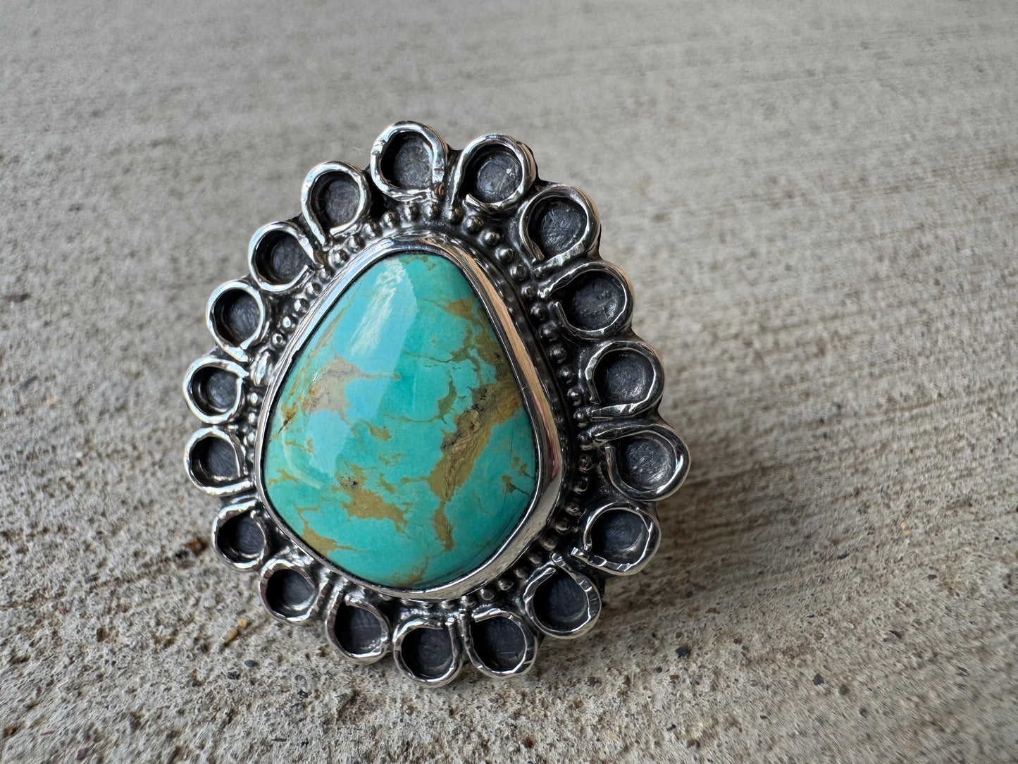 Tyrone Turquoise Flower Ring size 9