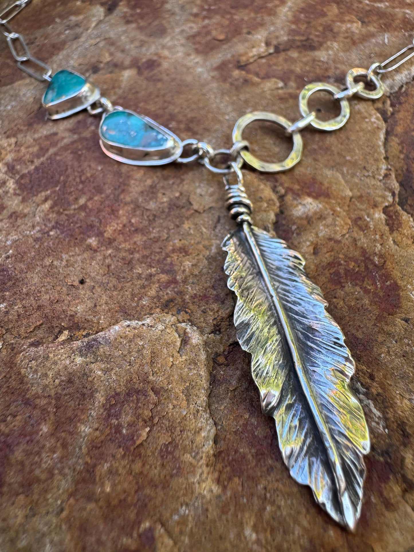 Feather and Sky Campitos Turquoise Statement Necklace