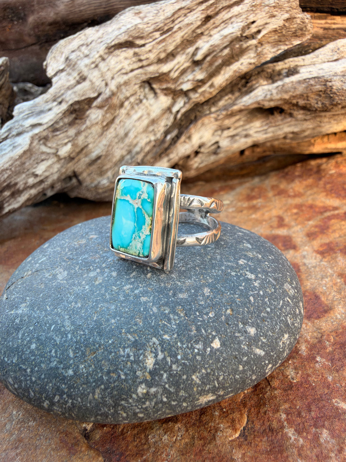 Rectangle Sonoran Gold Statement Ring size 9
