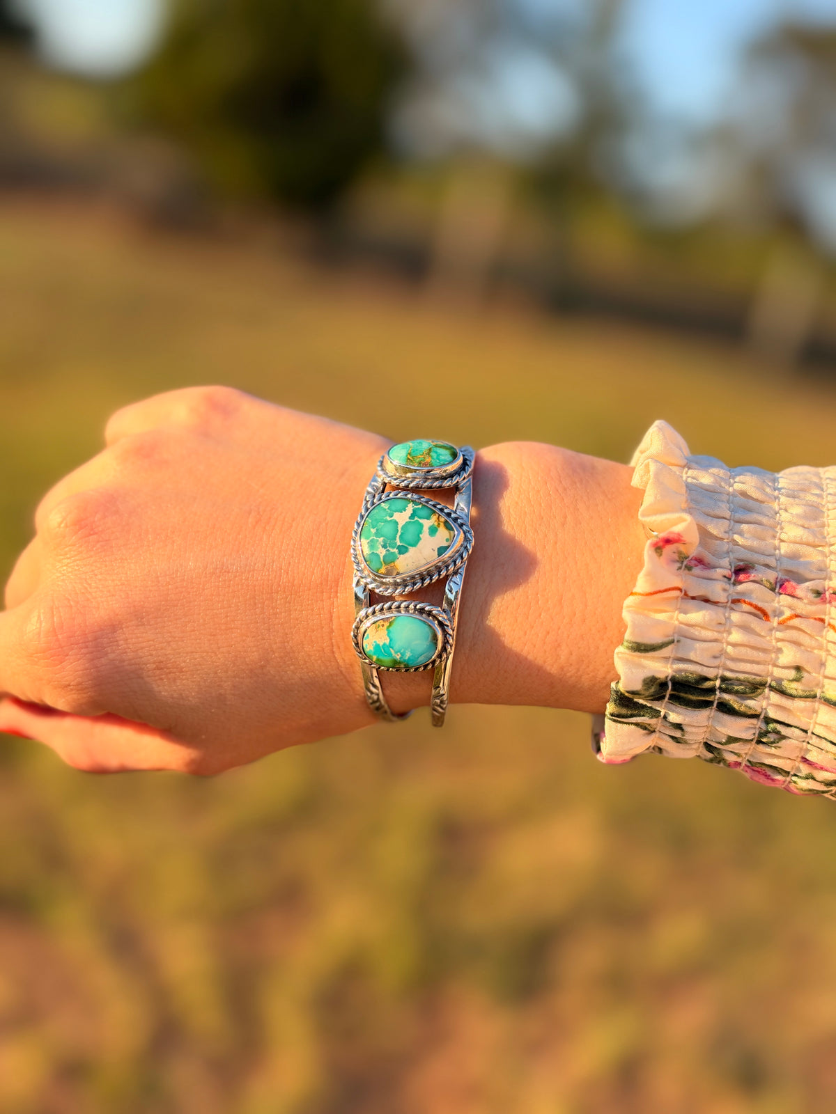Sonoran Gold Turquoise Triple-Stone Cuff