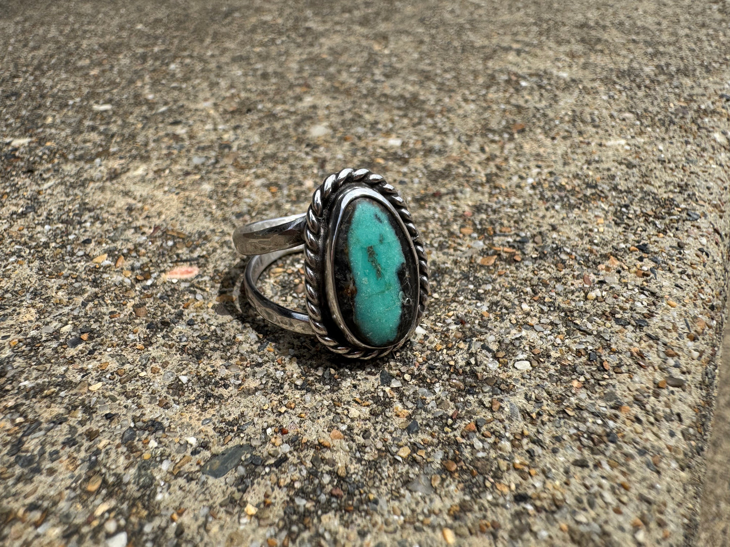 Black and Green turquoise ring size 8