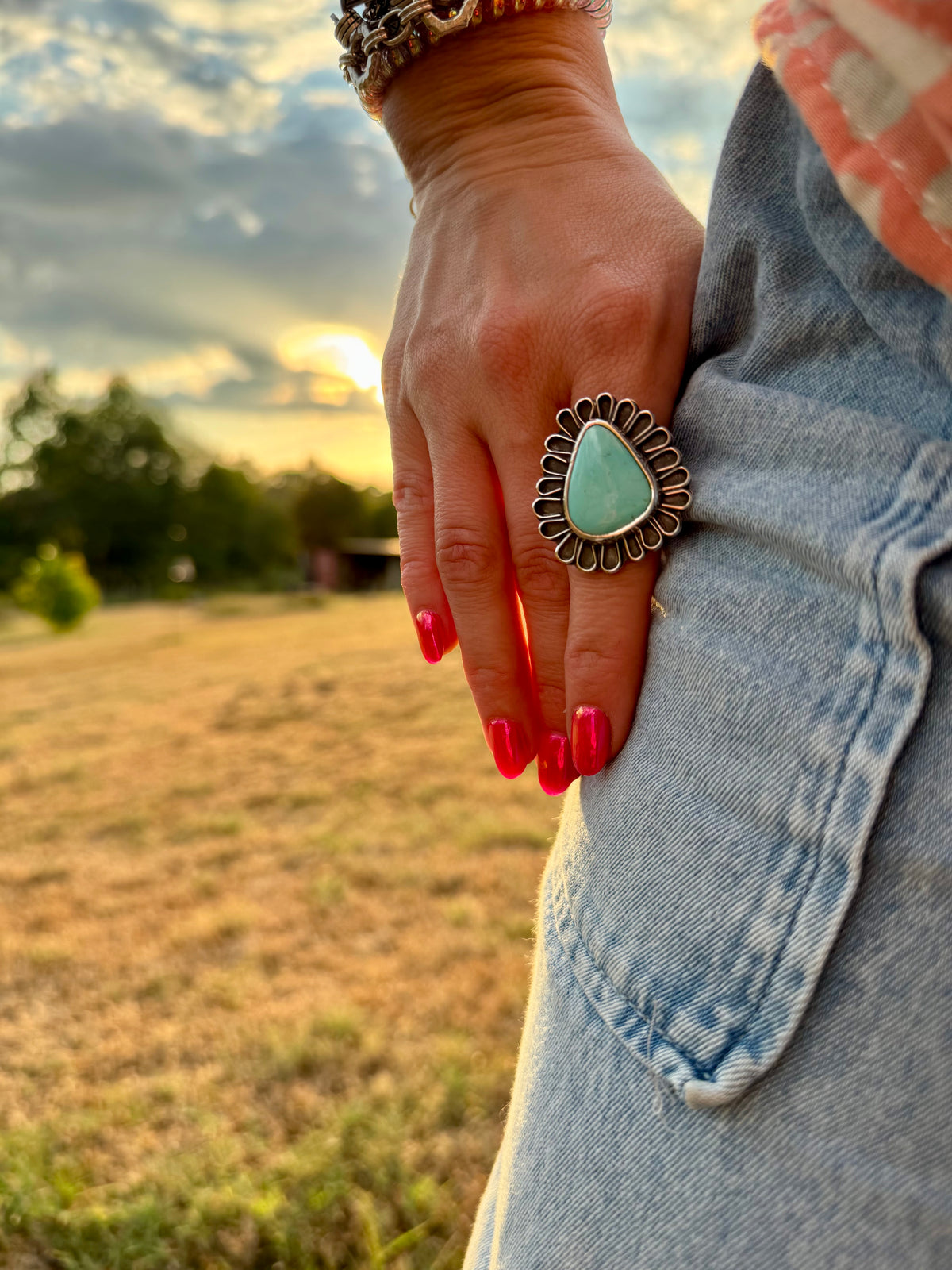 Tyrone turquoise Blossom ring size 7.5