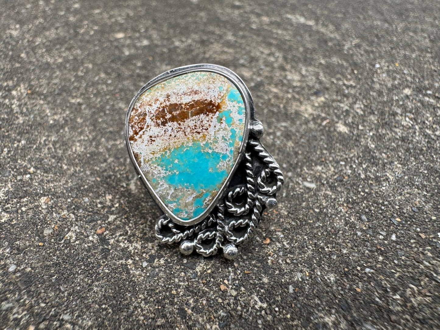 Turquoise Scroll Ring size 8