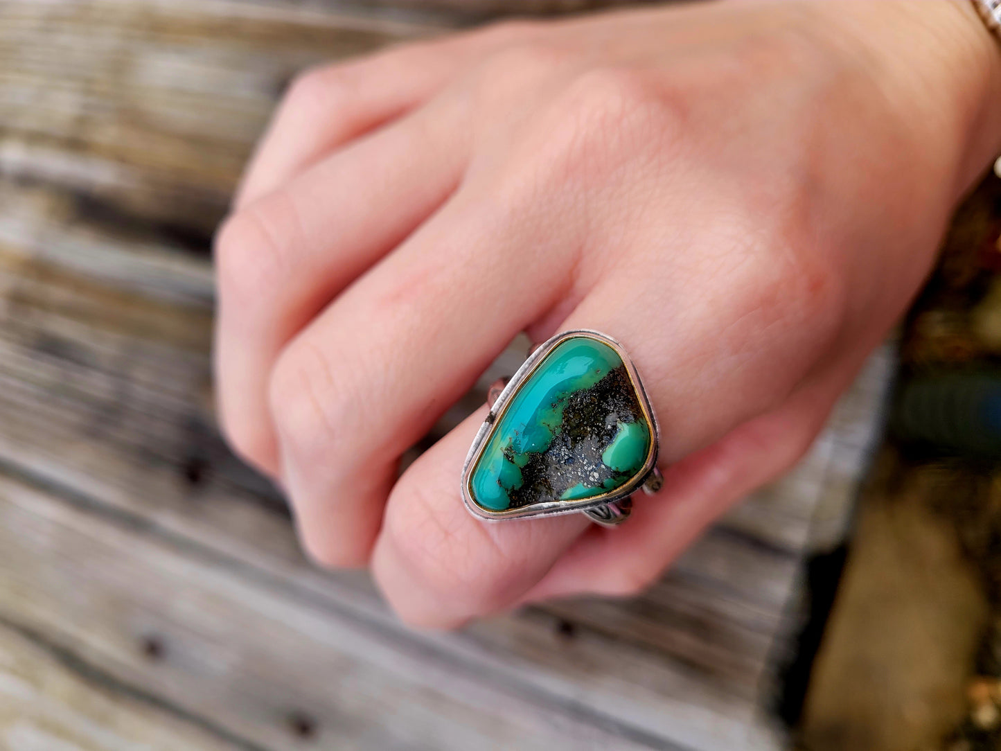 Kingman turquoise nugget ring size 9.5