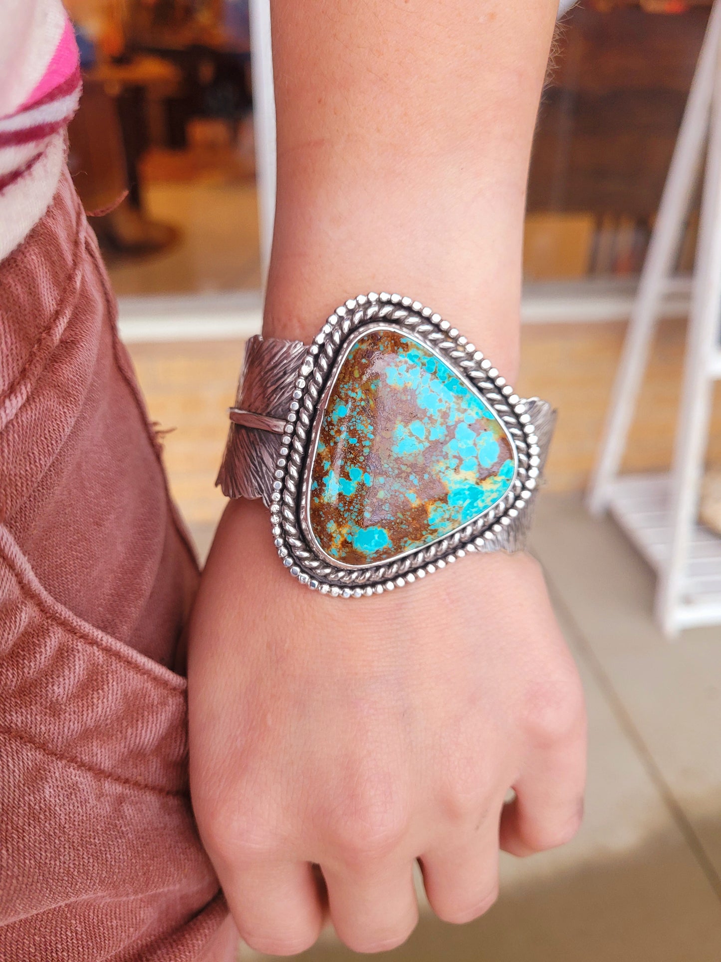 Royston turquoise Feather Cuff