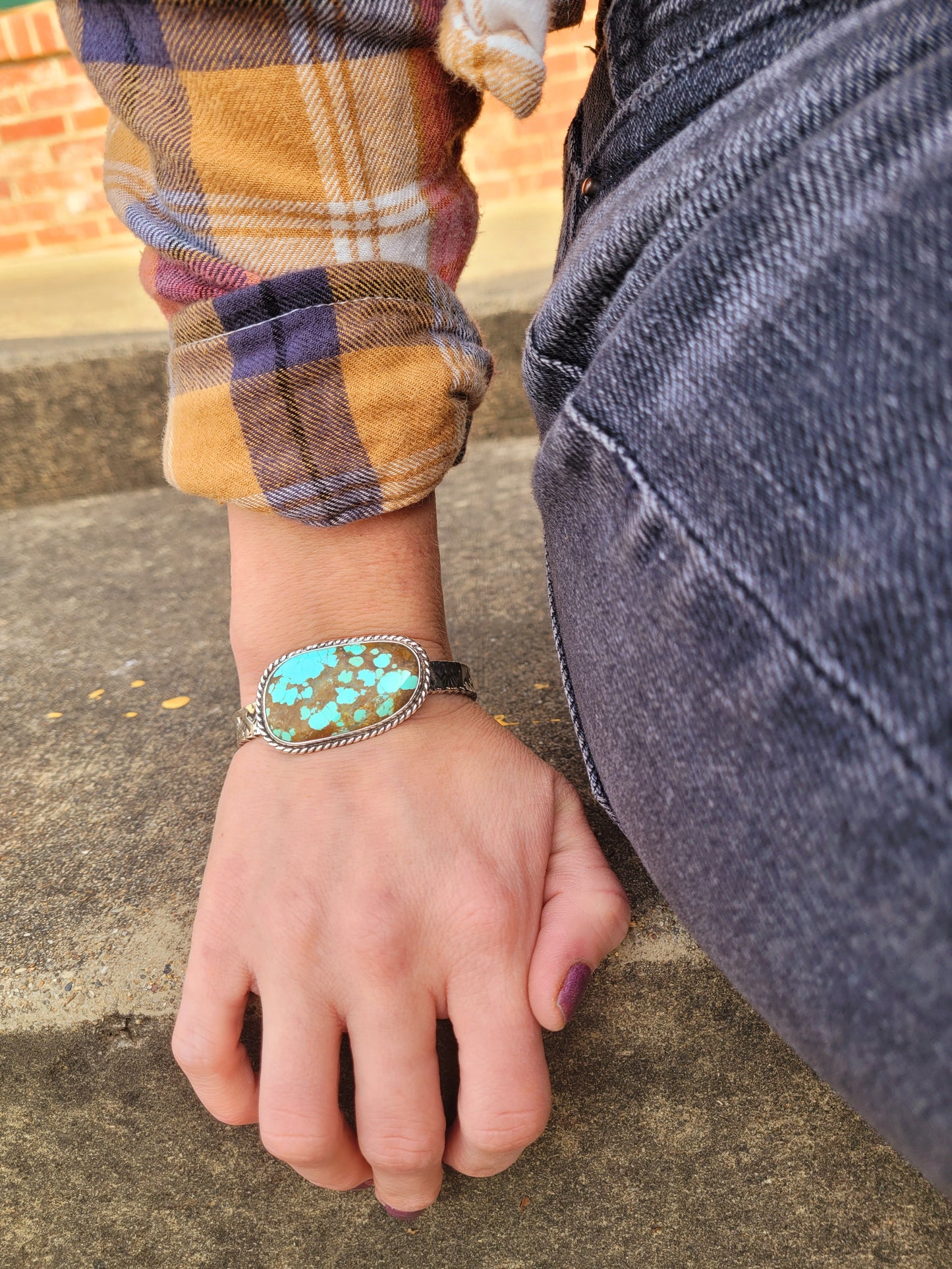 Number eight turquoise cuff