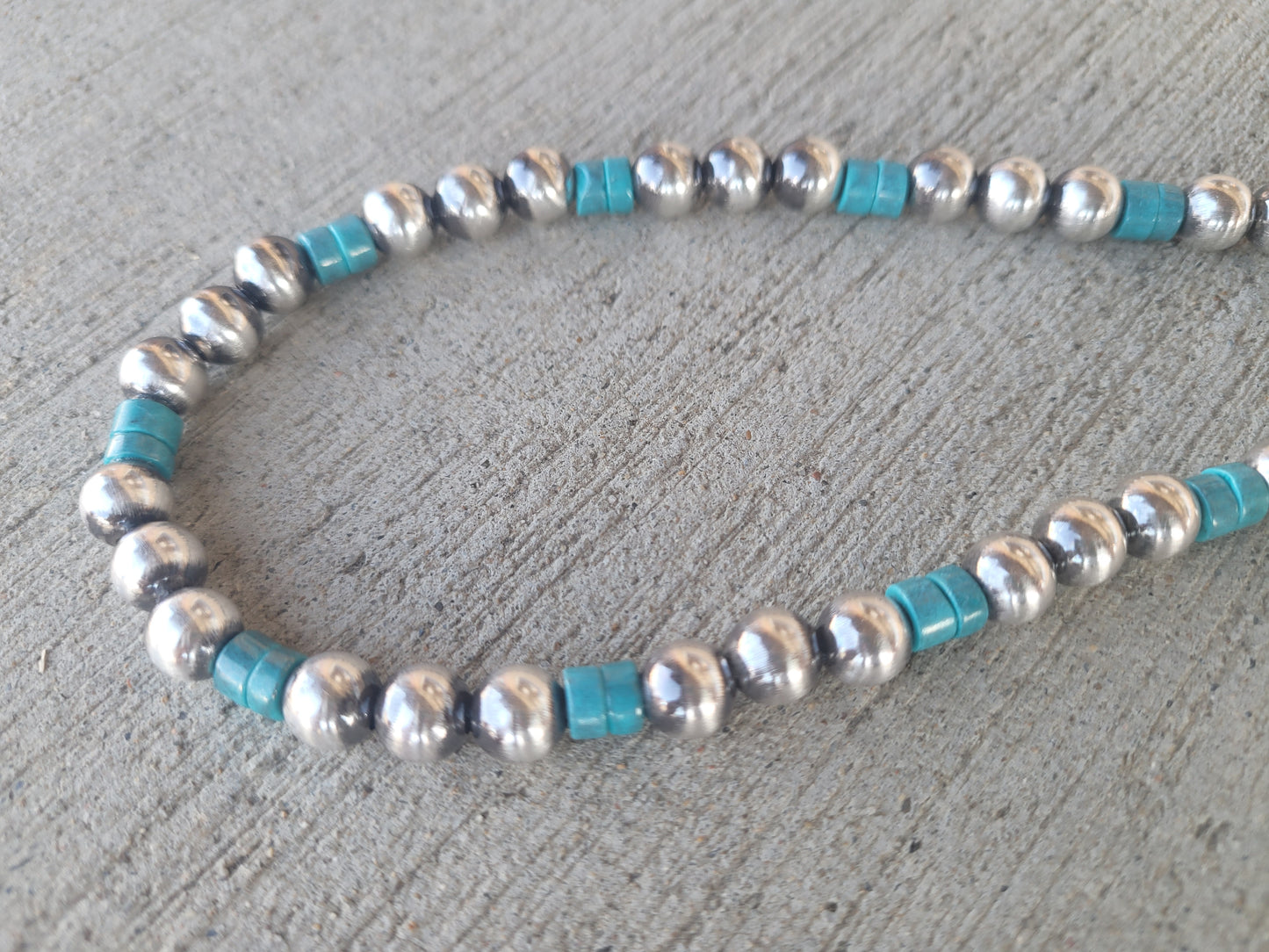 Navajo pearl and turquoise beaded necklace