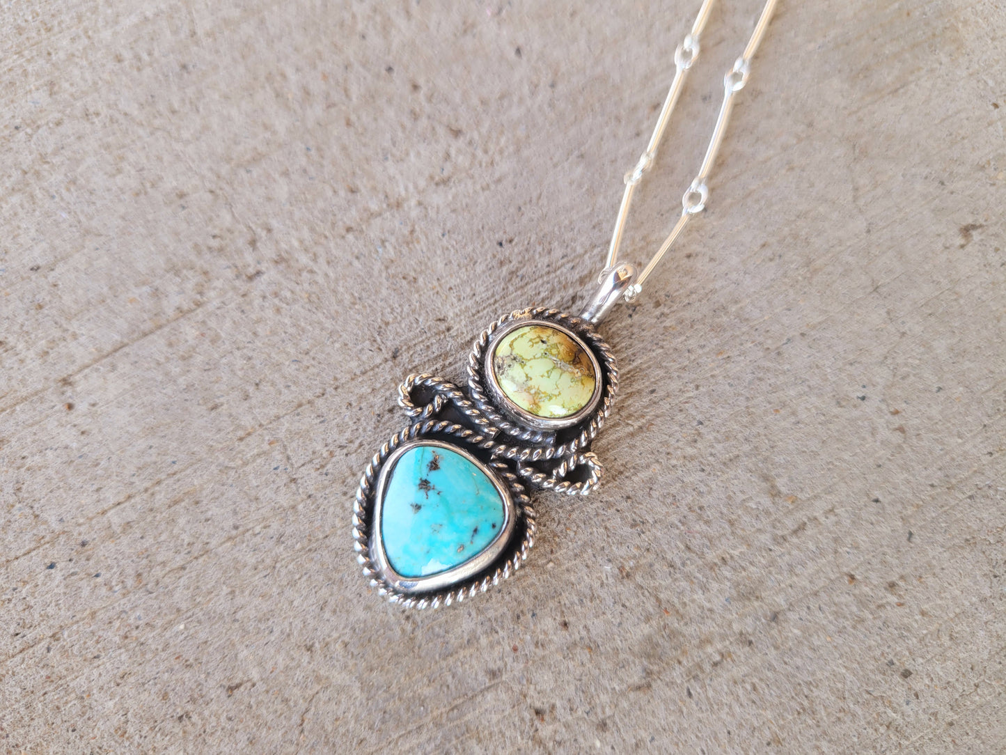 Green and Blue turquoise pendant