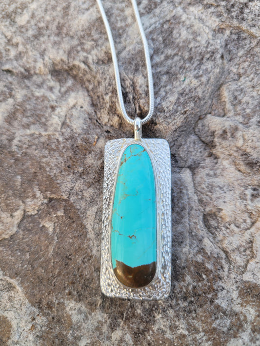 Number Eight Turquoise Rustic Textured Pendant