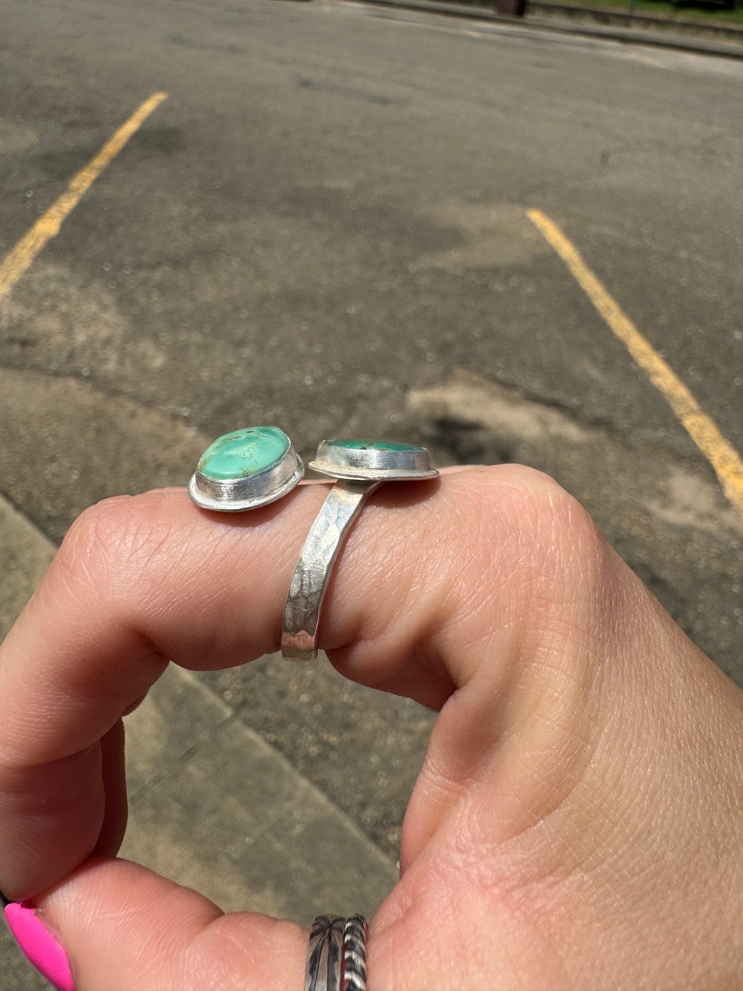 Green turquoise adjustable ring