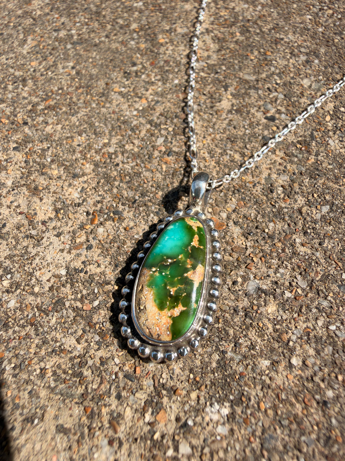 Sonoran Gold Turquoise Sterling Silver Pendant Necklace