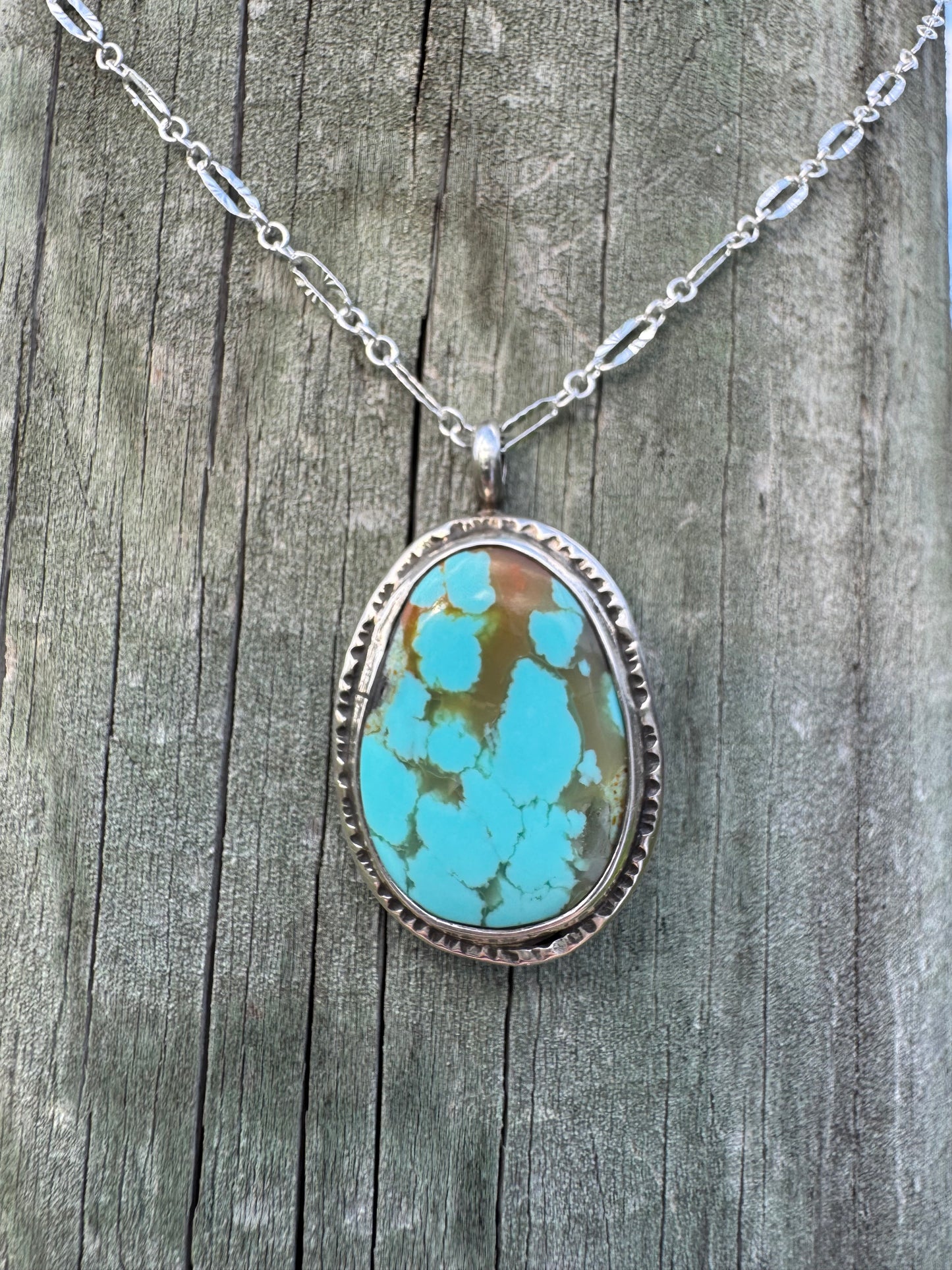 Rustic Oval Tyrone Turquoise Necklace