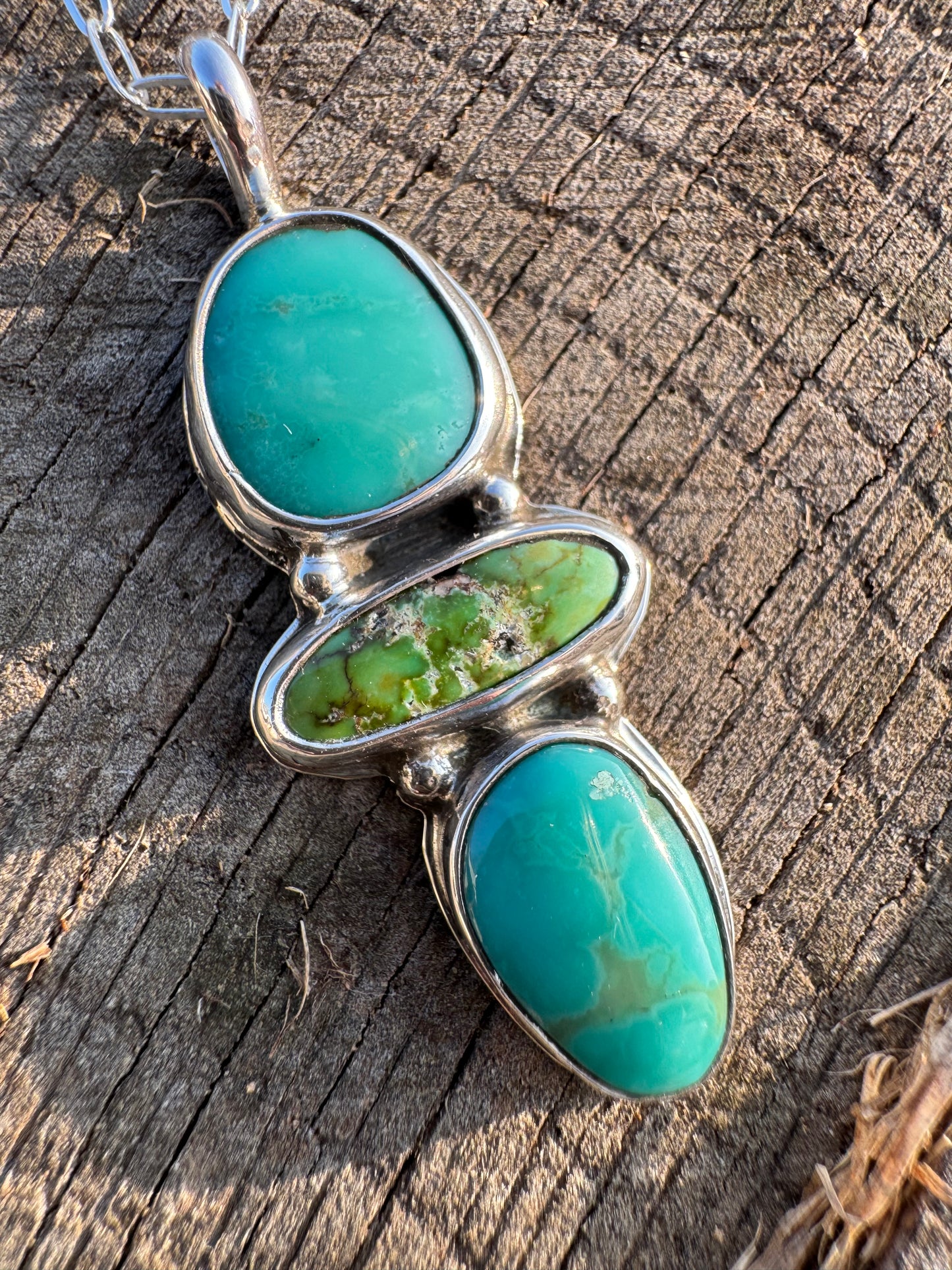 Three stone turquoise pendant