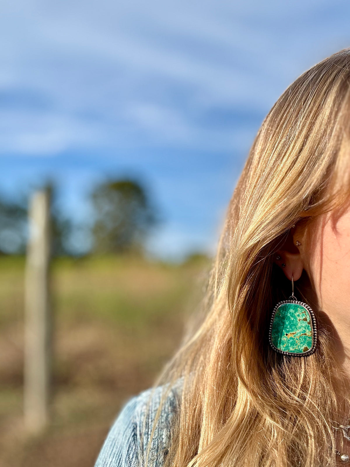 Exceptional Tyrone Turquoise Statement Earrings