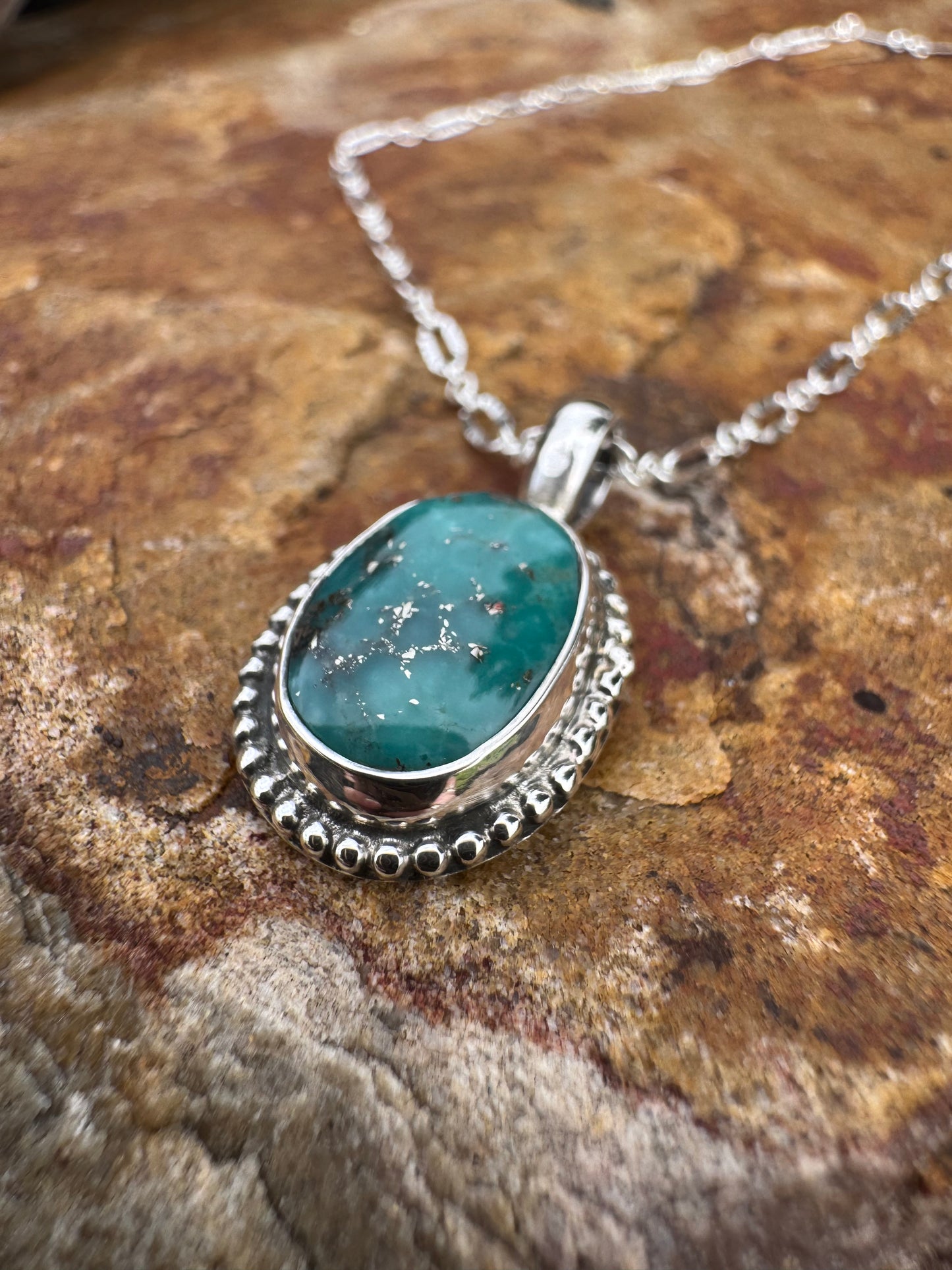 Dainty Pyrite Turquoise Pendant