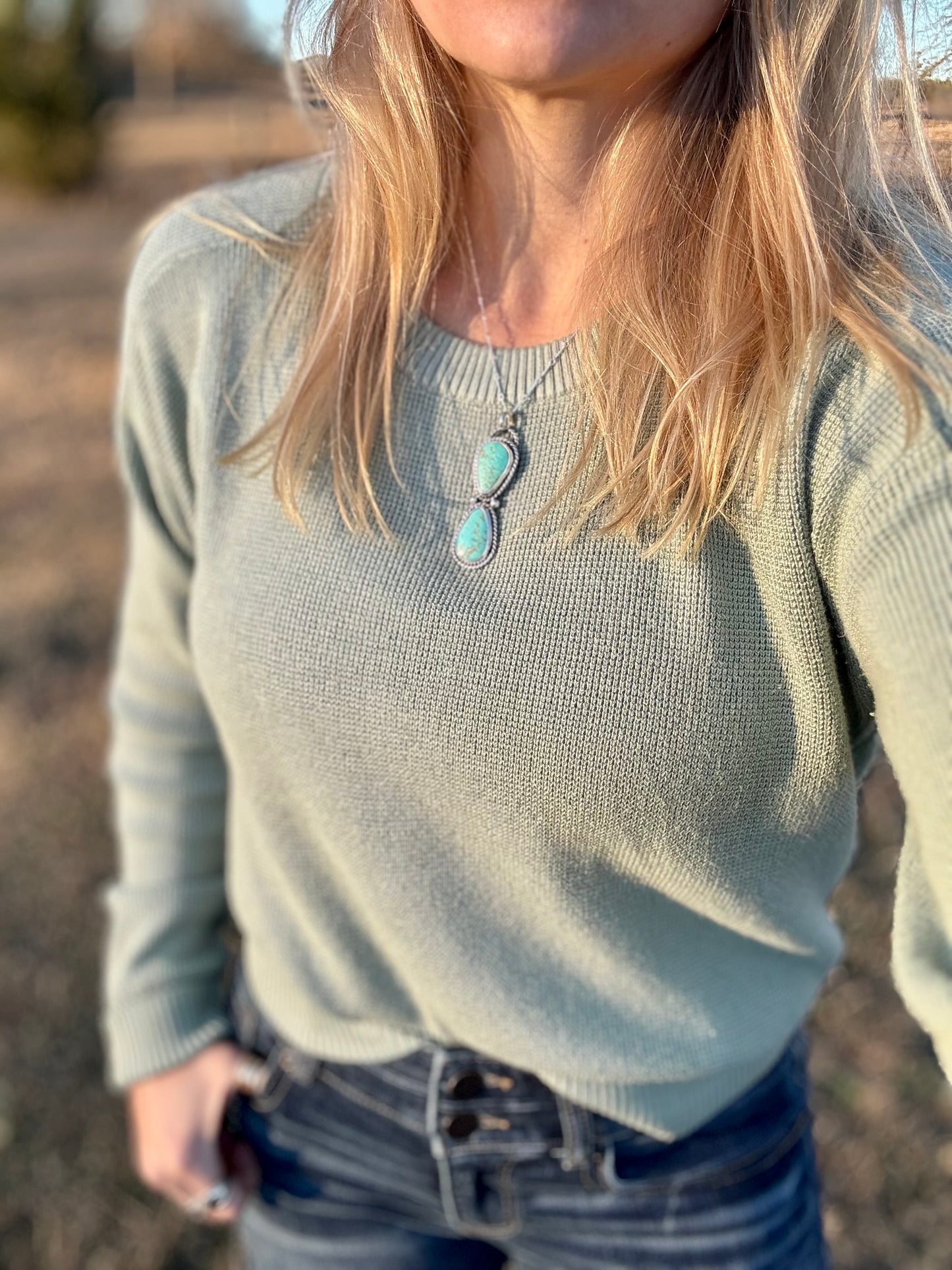 Two Stone Tyrone Turquoise statement Pendant