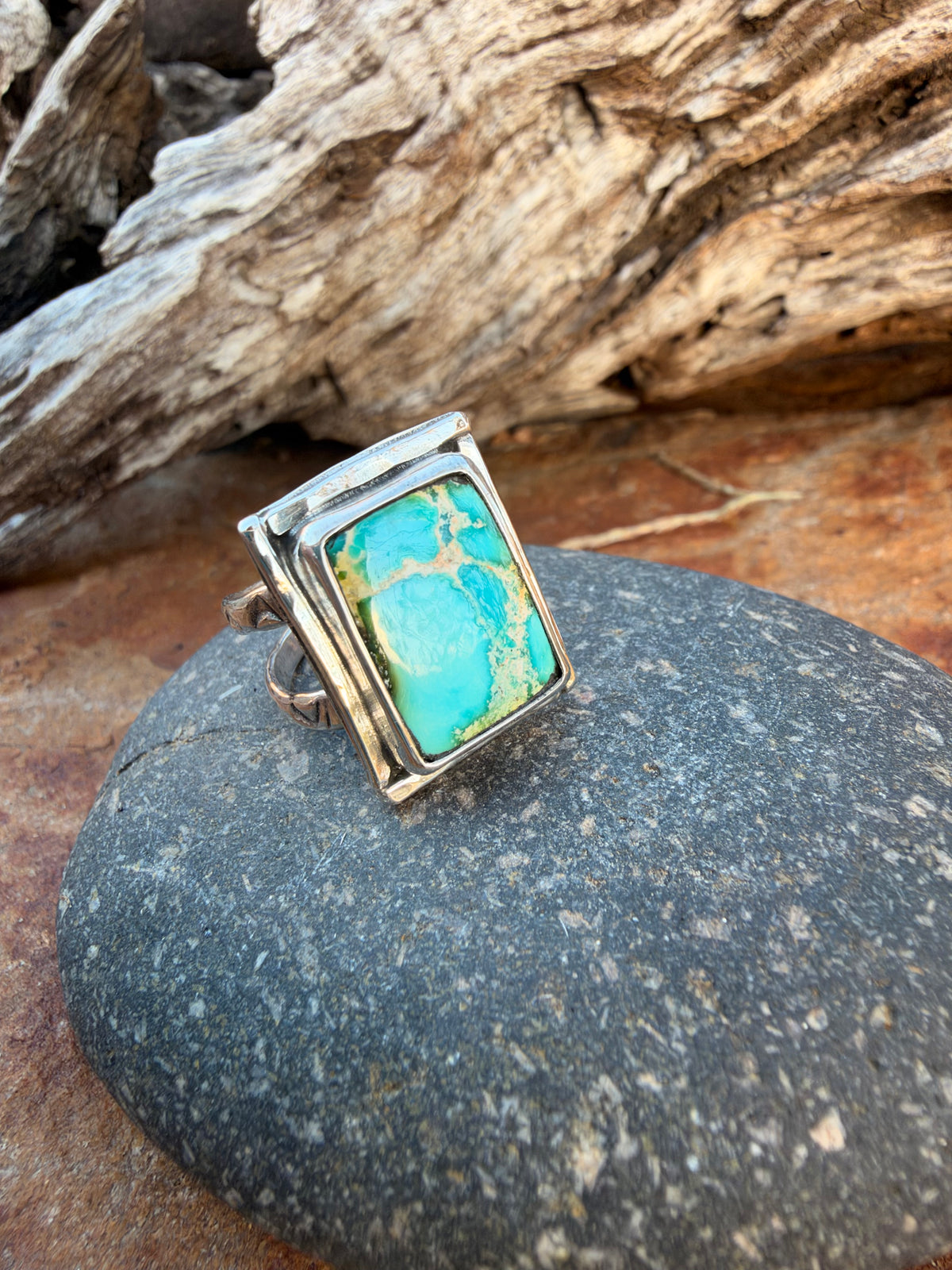 Rectangle Sonoran Gold Statement Ring size 9