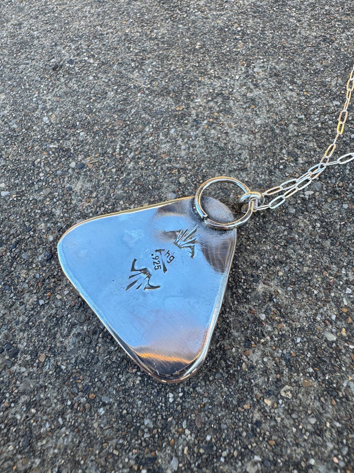 Triangle Kingman Turquoise Pendant with Copper detail