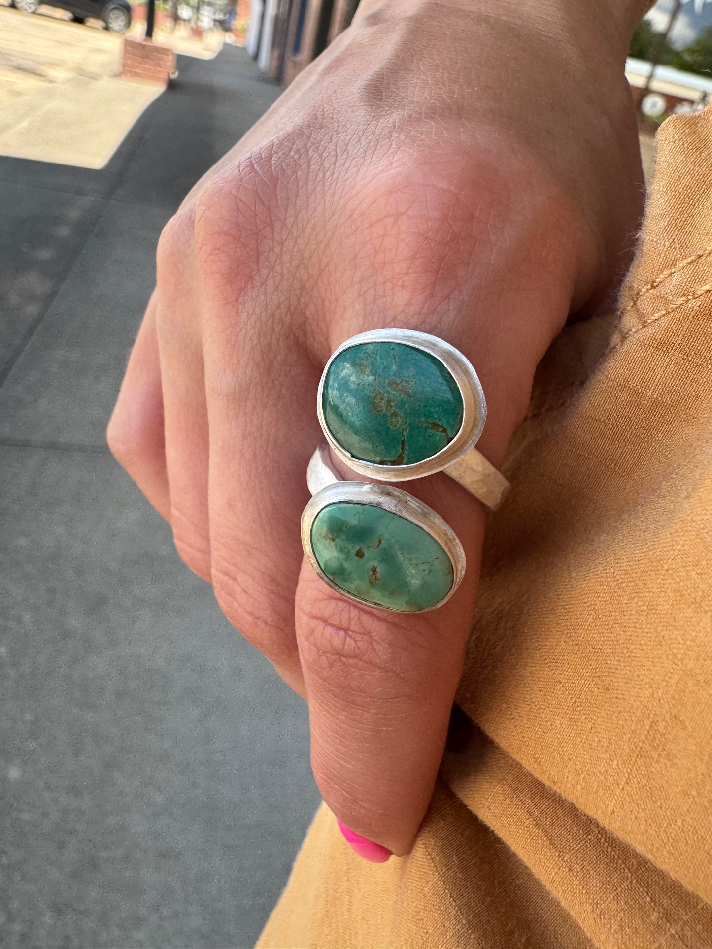 Green turquoise adjustable ring