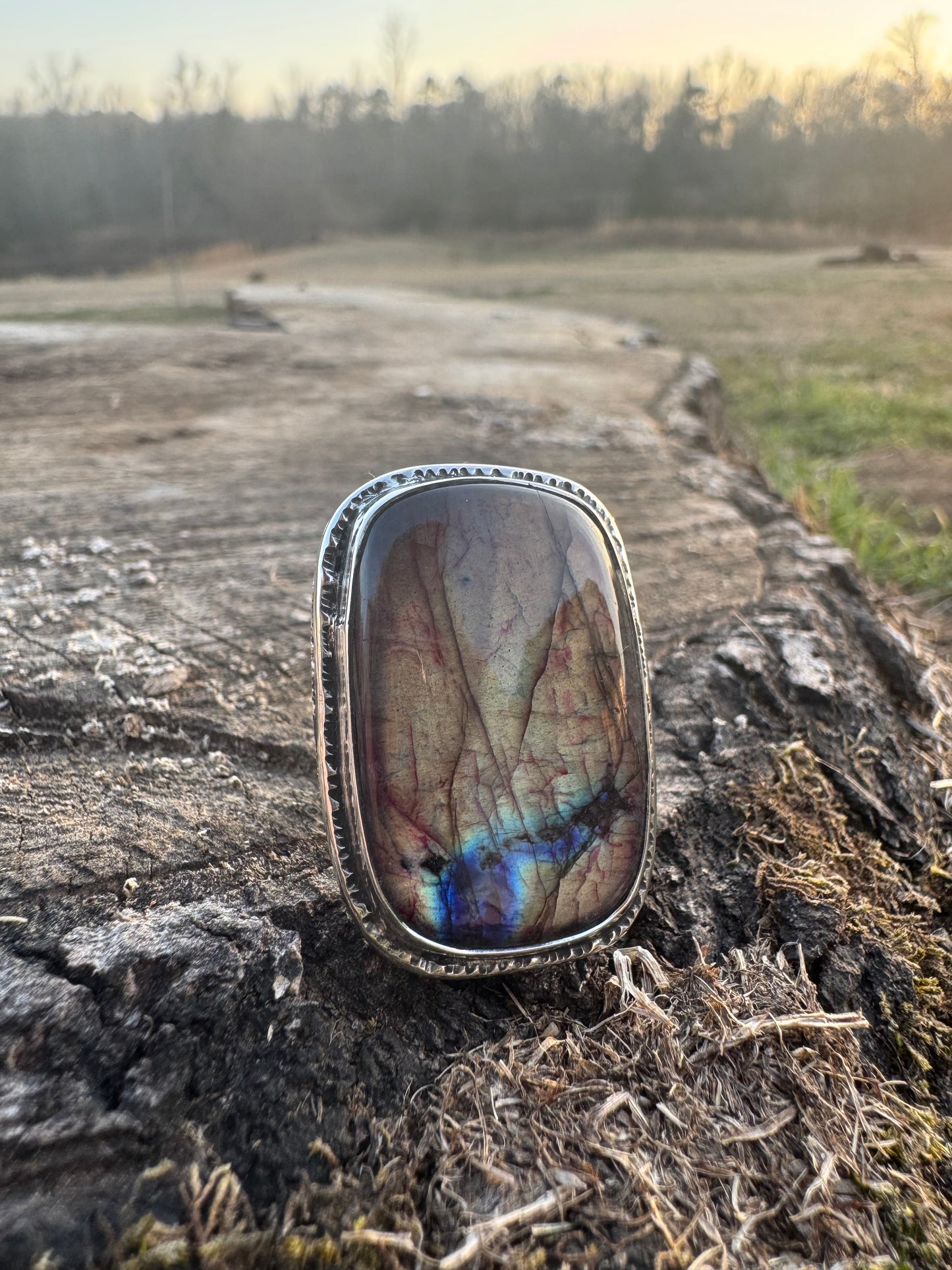 Labradorite statement ring size 9