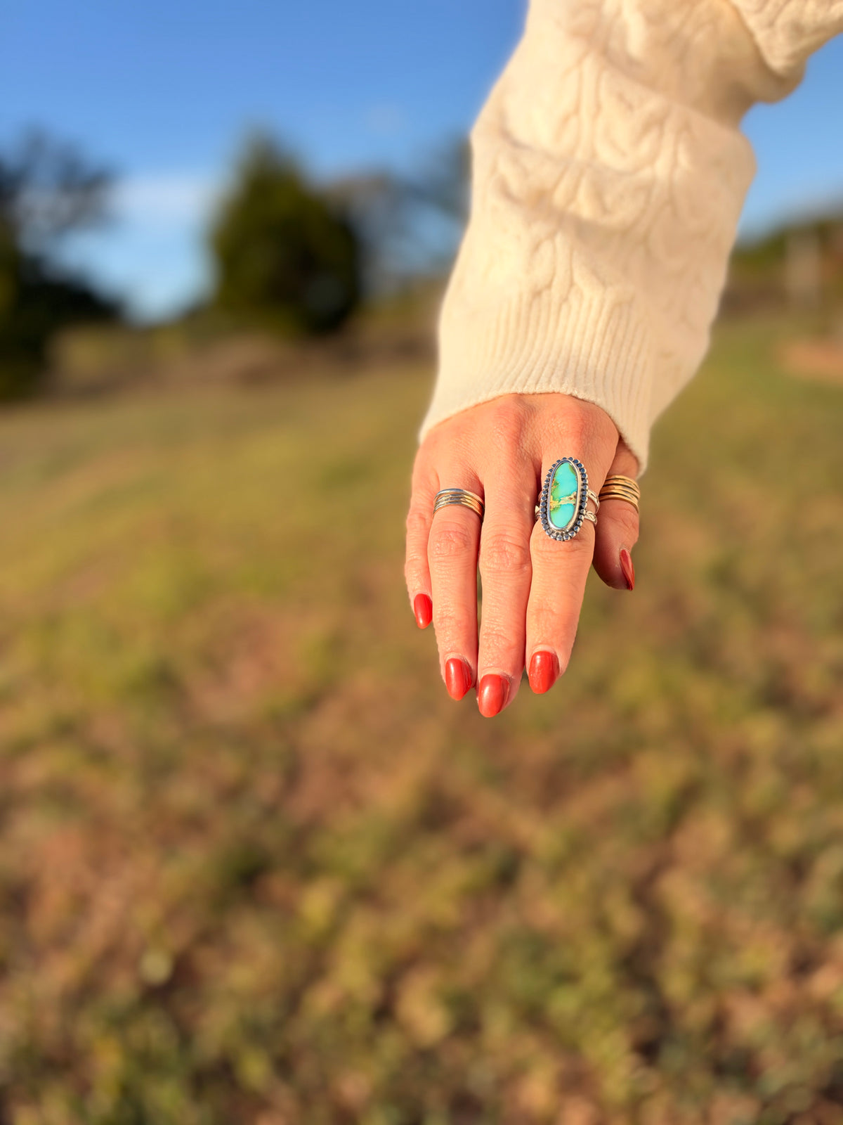 Light Blue Sonoran Gold Turquoise Ring size 6