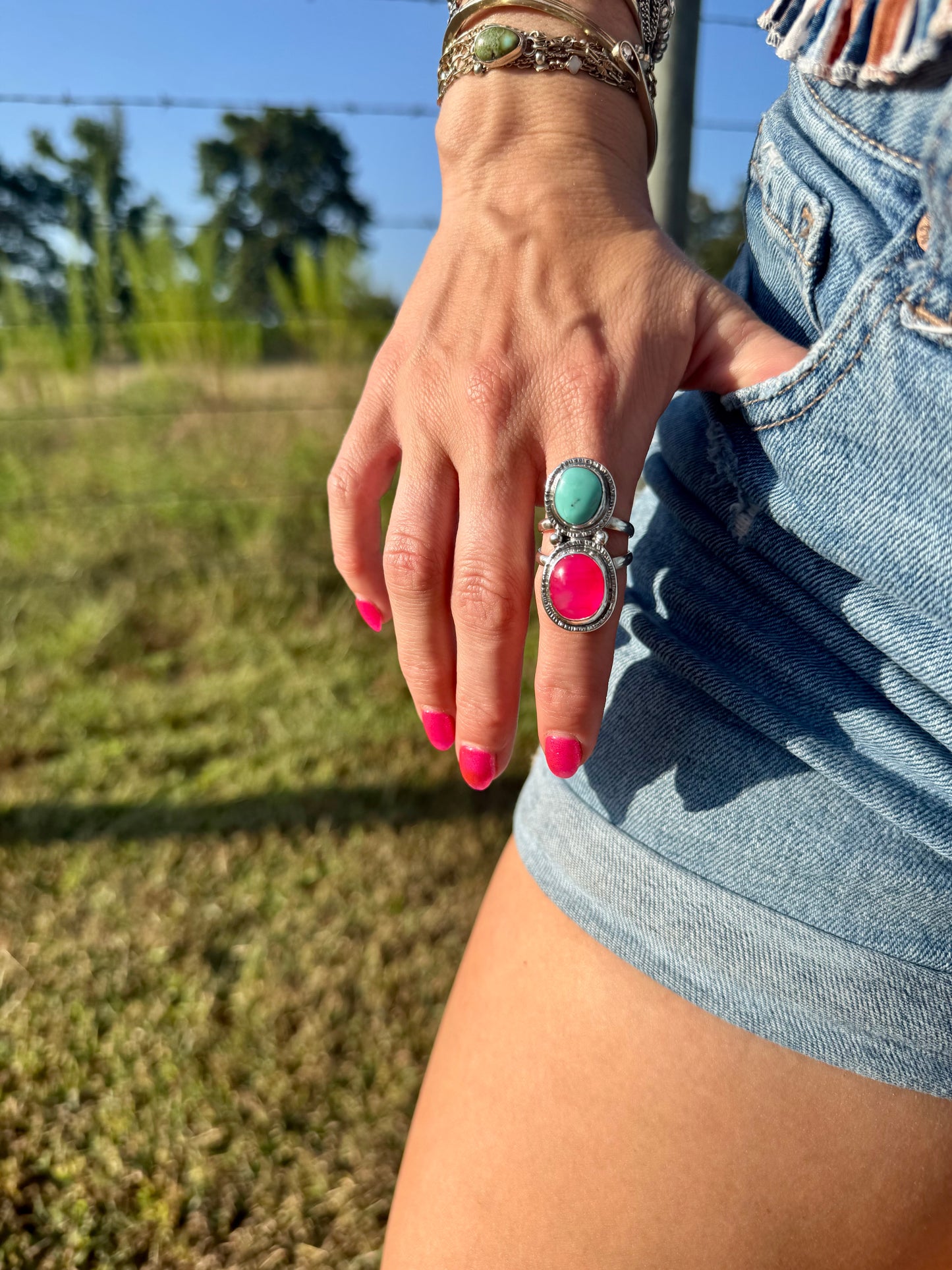Fuchsia & Turquoise Statement ring