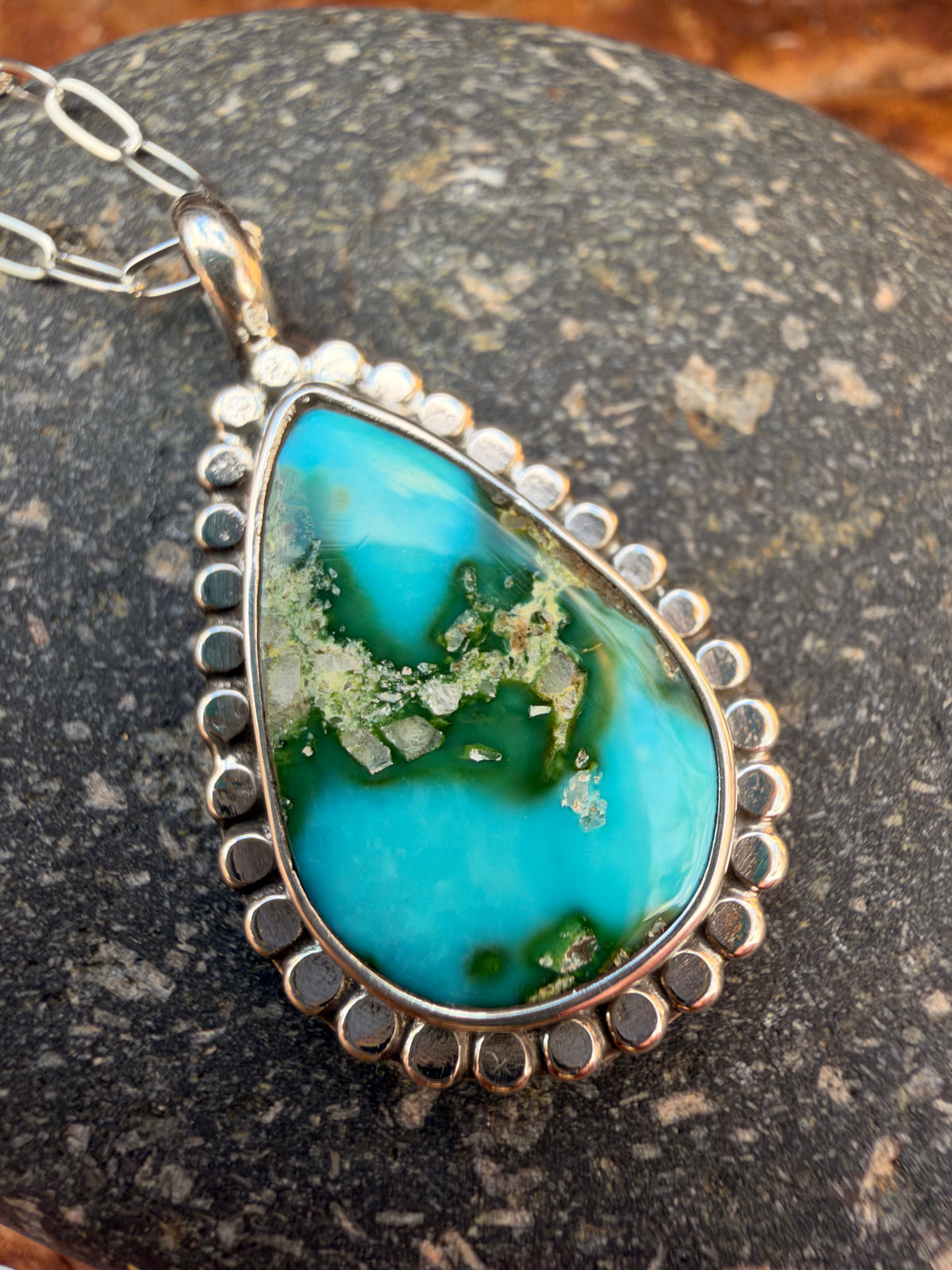 Teardrop Sonoran Gold turquoise Necklace