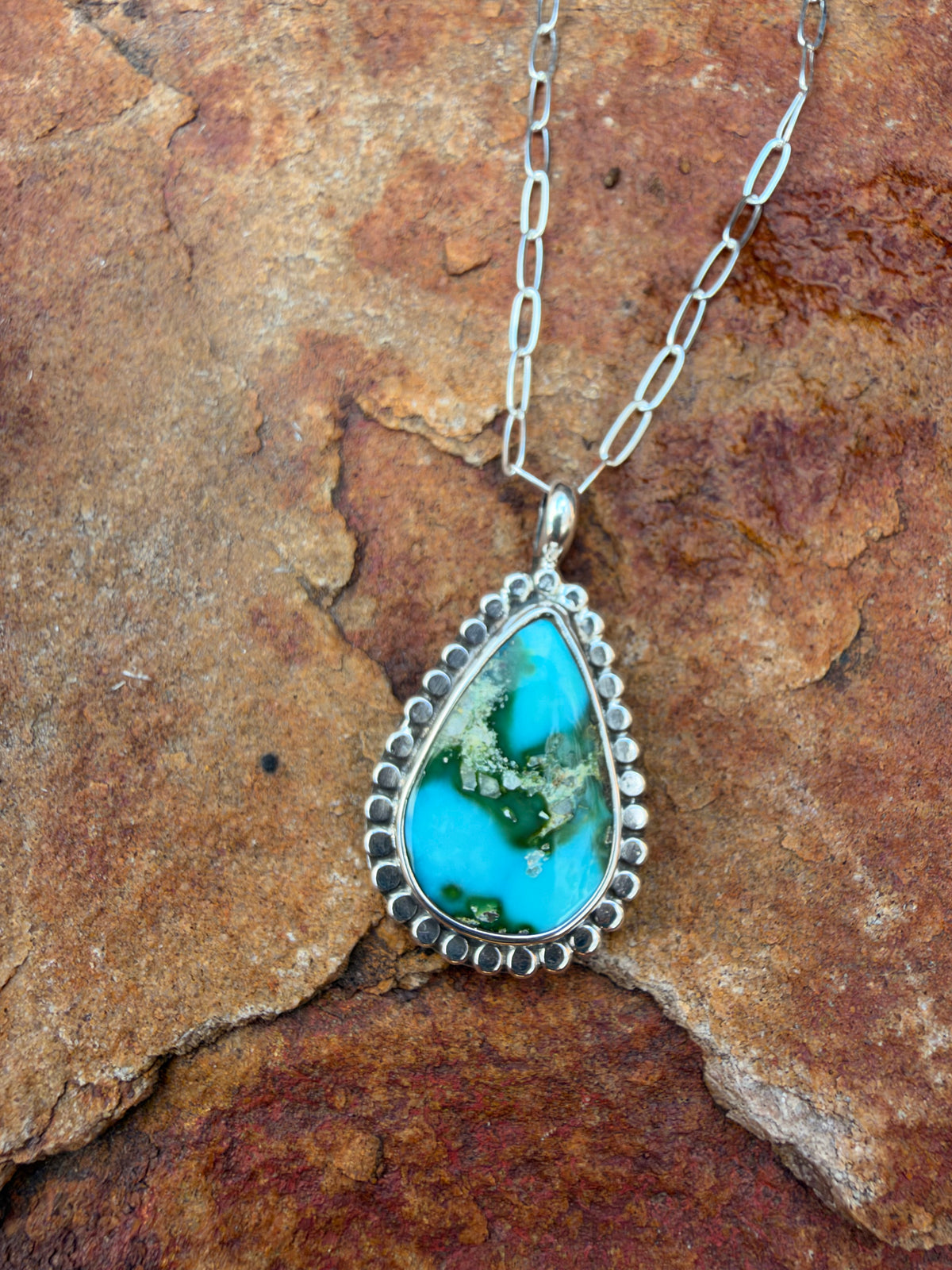 Teardrop Sonoran Gold turquoise Necklace