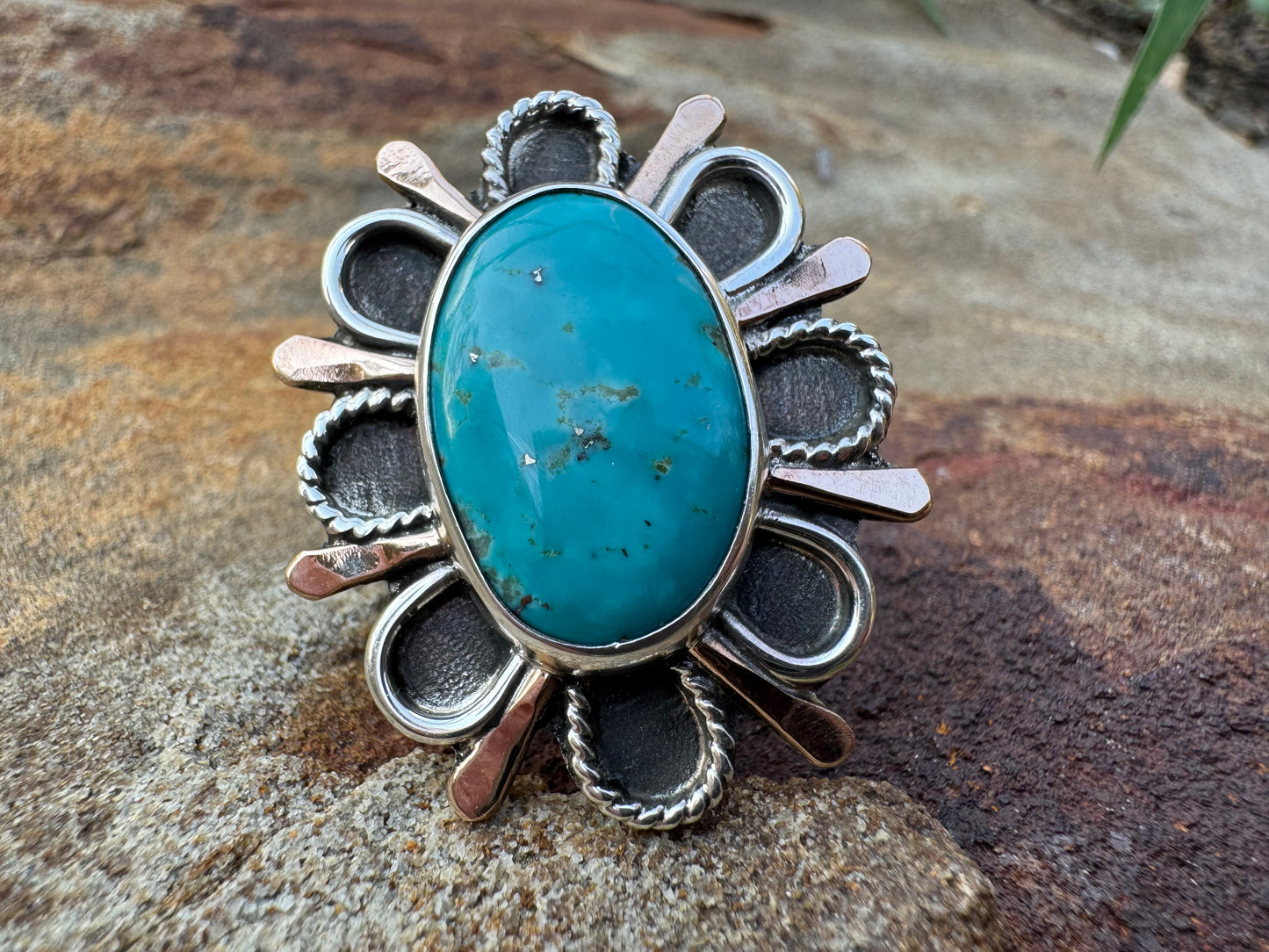 Turquoise sunburst ring size 7