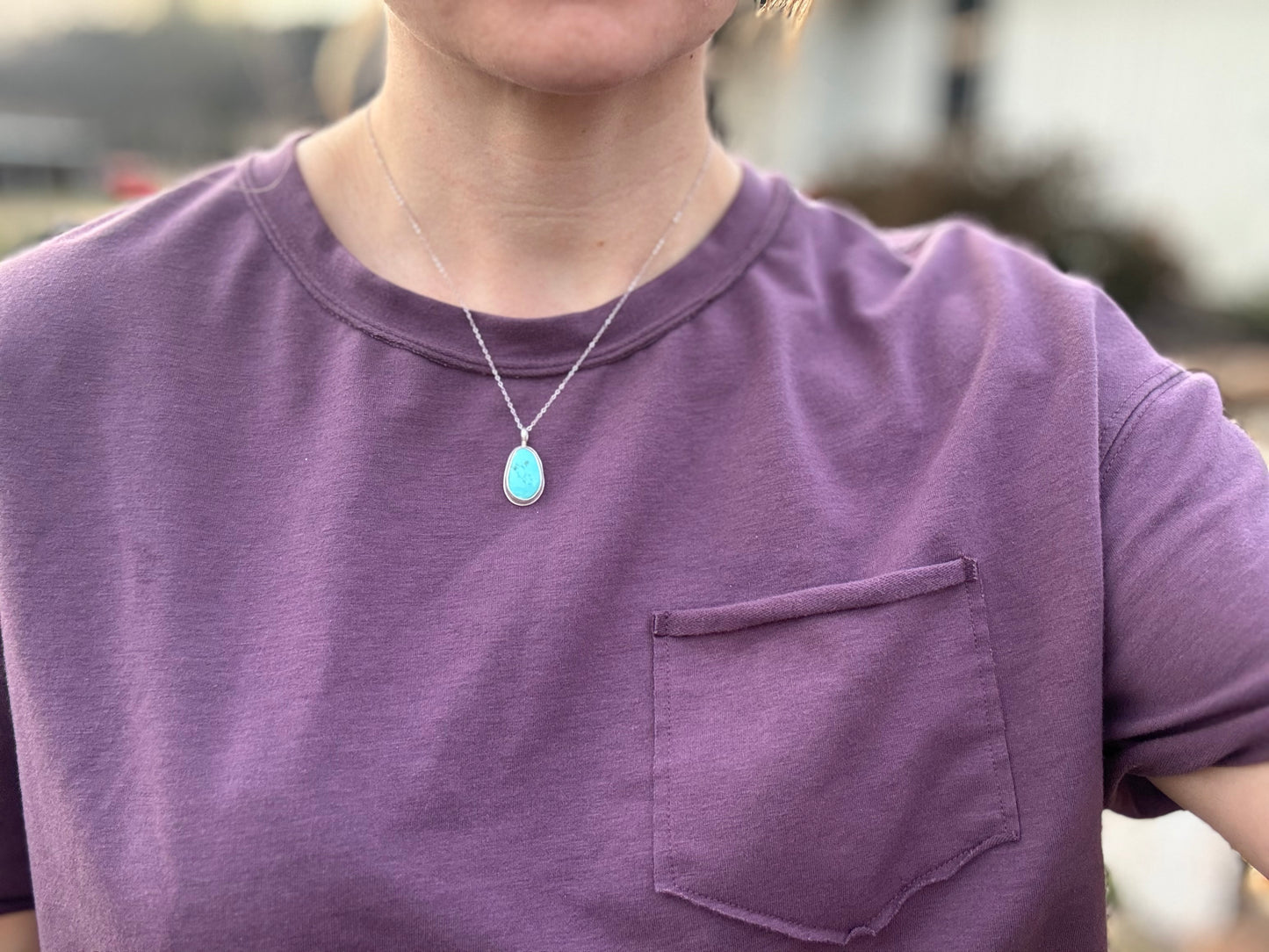 Oval Tyrone turquoise Dainty pendant
