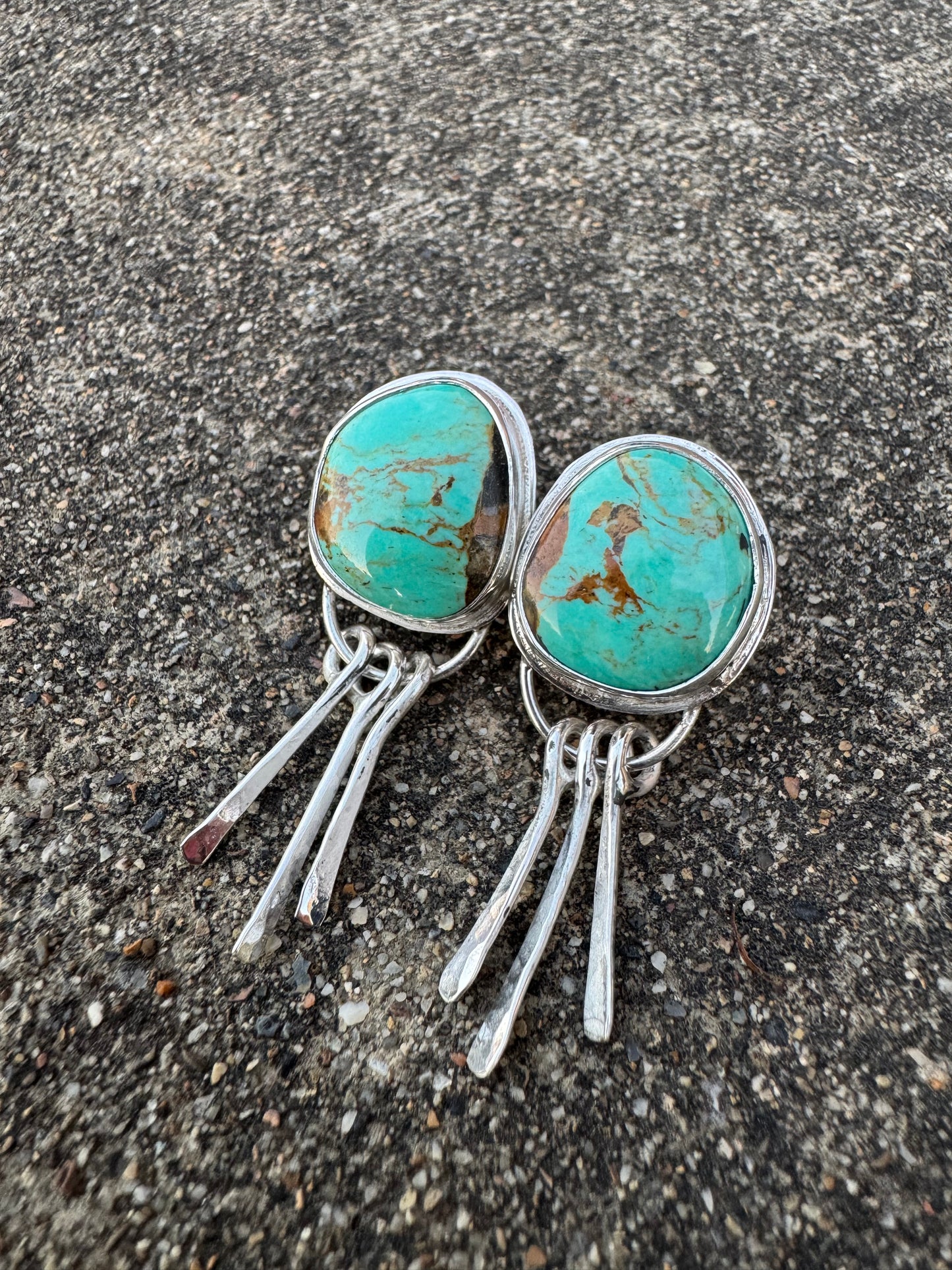 Tyrone turquoise post earrings with fringe