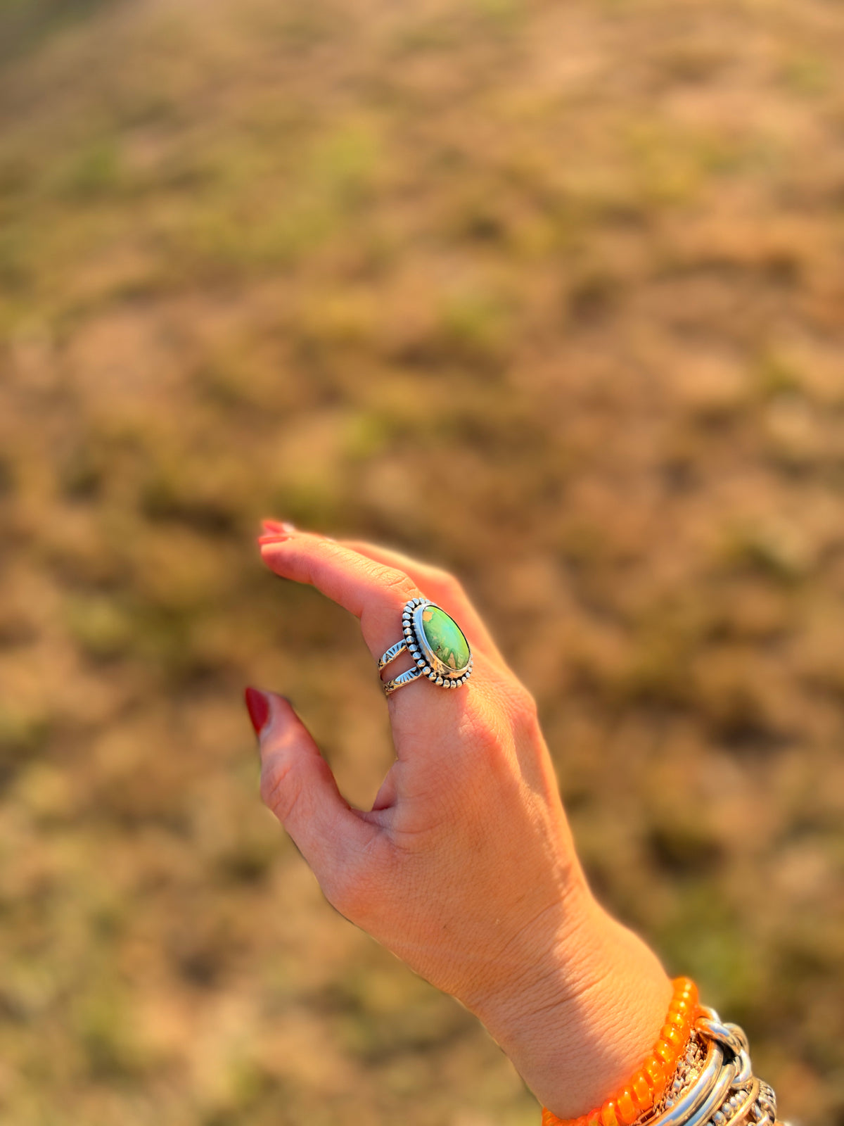 Sonoran Gold Turquoise Sterling Silver Statement Ring | Size 8