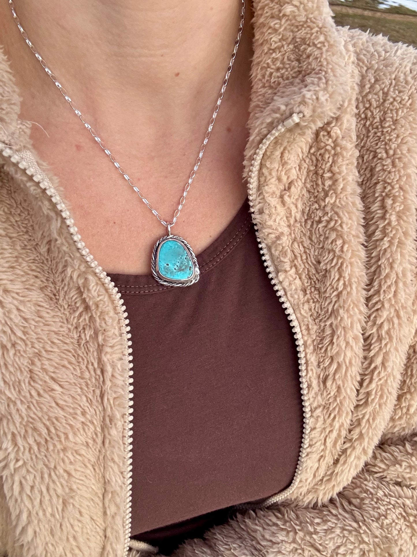 Kingman turquoise Rolo Chain necklace