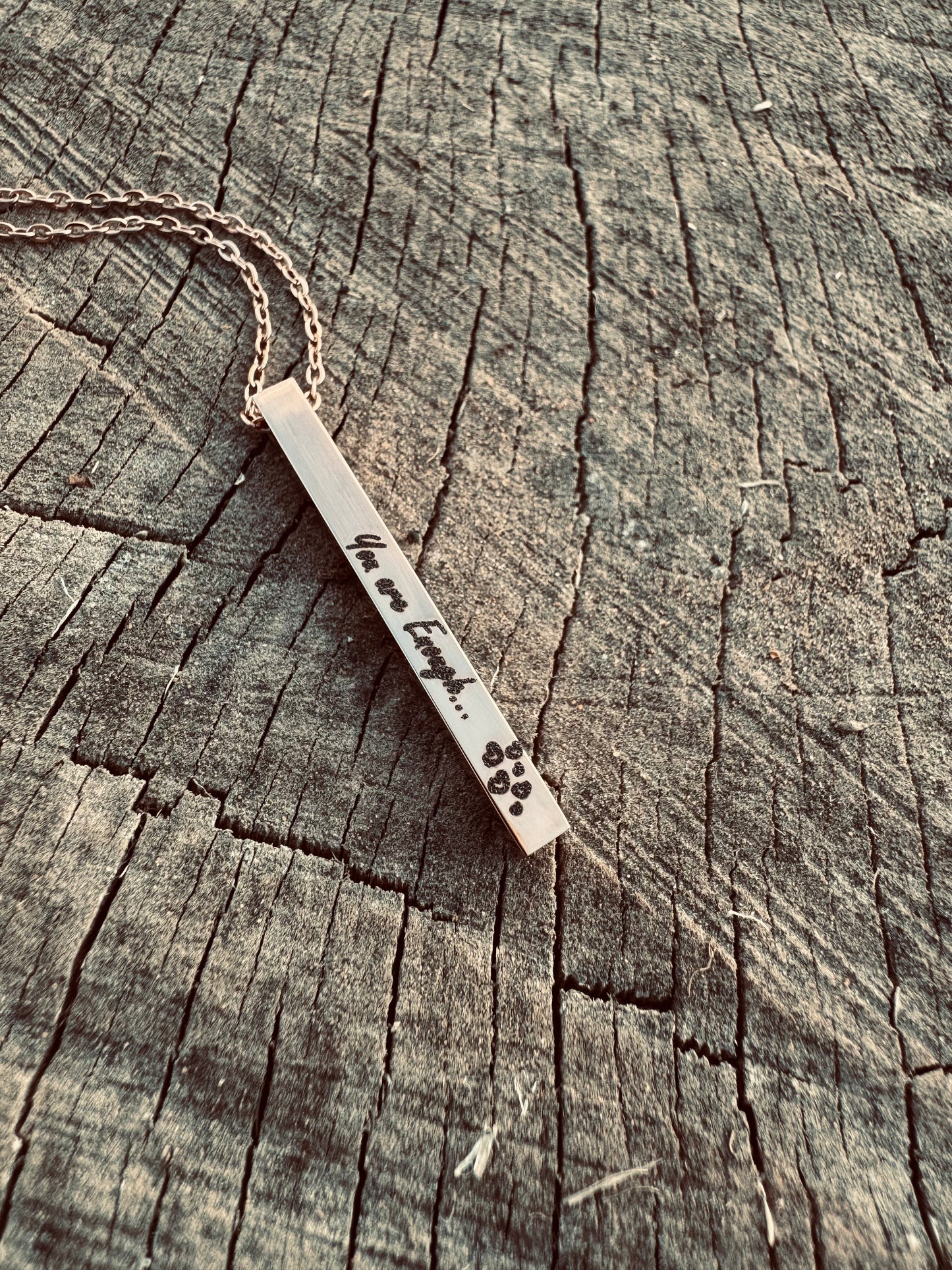 “You are Enough” Rose Gold Stainless Steel Bar Necklace