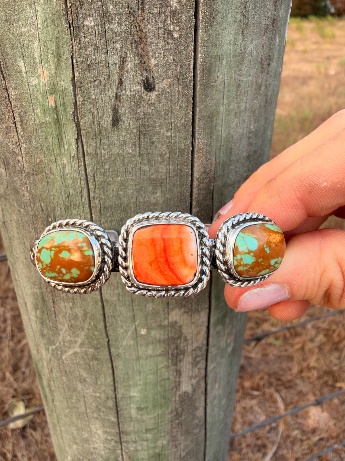Tyrone turquoise and Spiny Oyster Cuff Bracelet