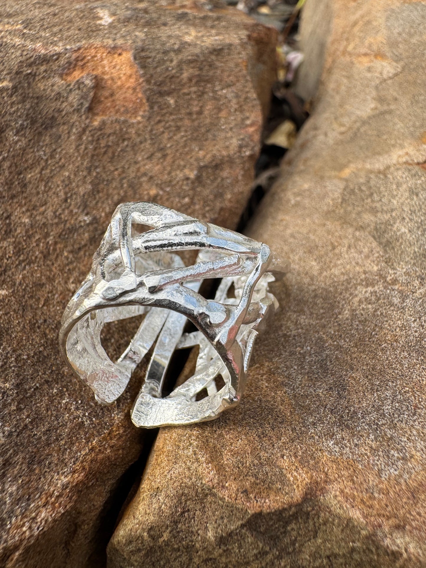 Rustic Forged Adjustable Ring size 7.5-9.5