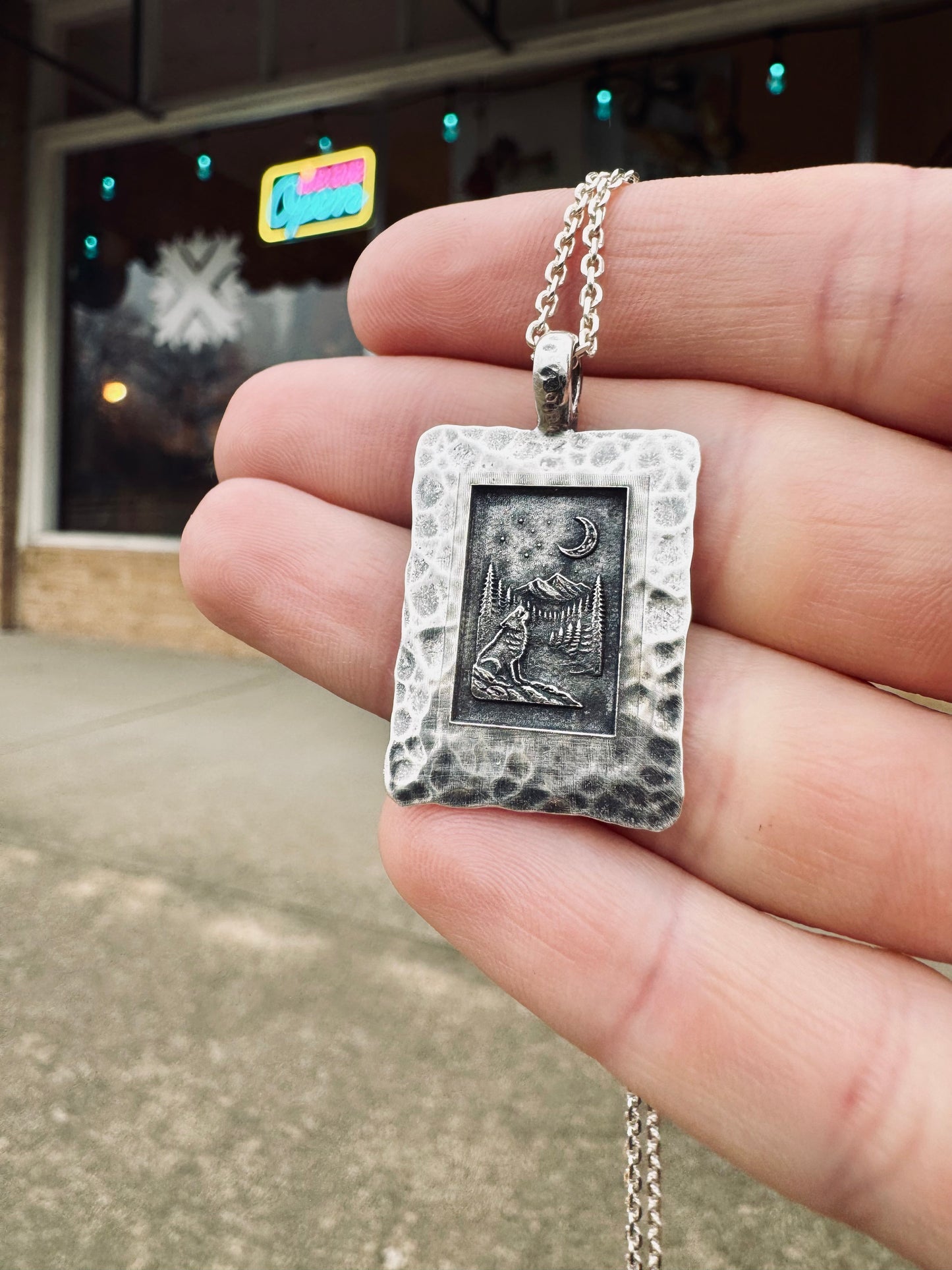 Hammered Picture Frame Pendant