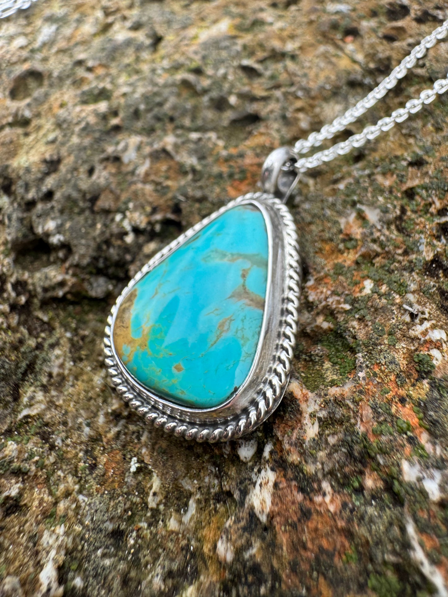 Tyrone turquoise tear drop pendant