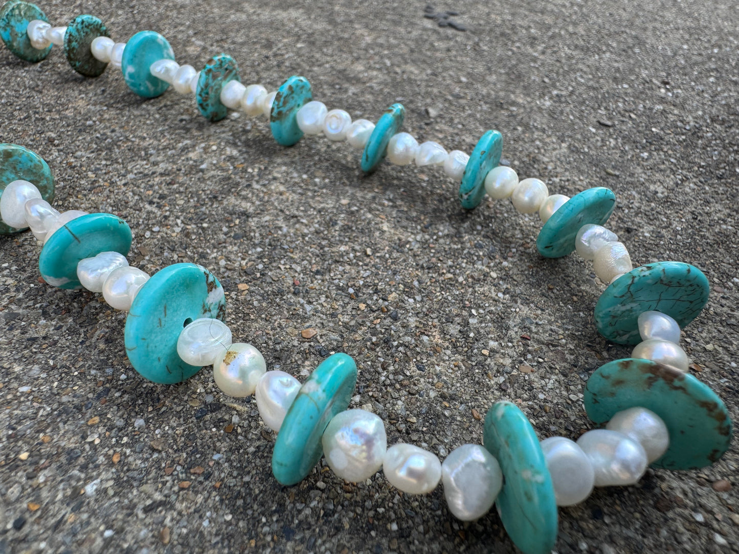 Freshwater Pearl and Turquoise Magnesite beaded necklace