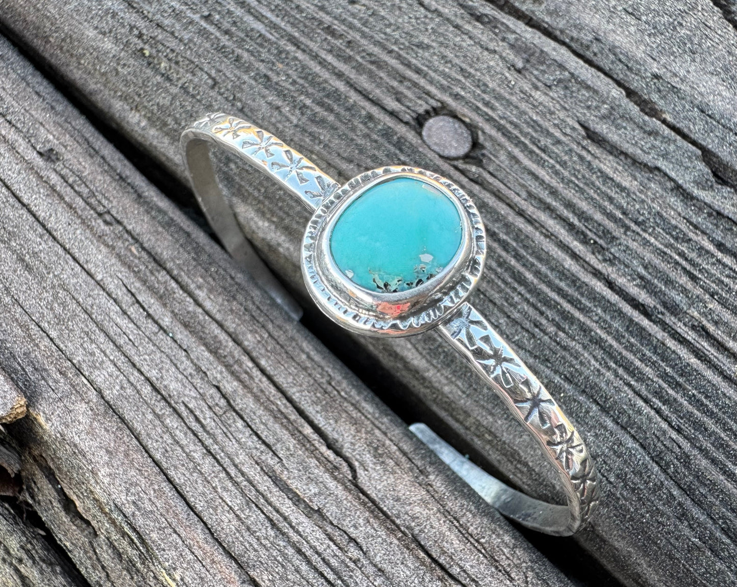 Hand-stamped Turquoise Cuff