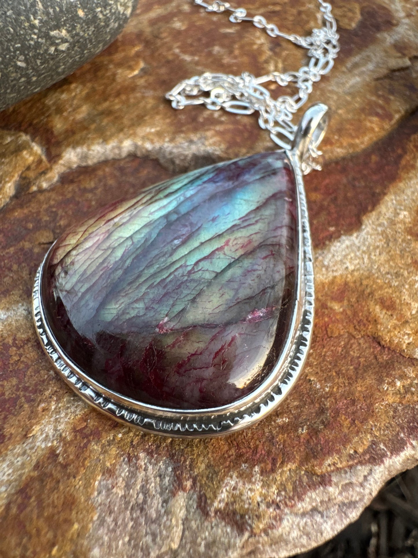 Large Teardrop Labradorite Necklace