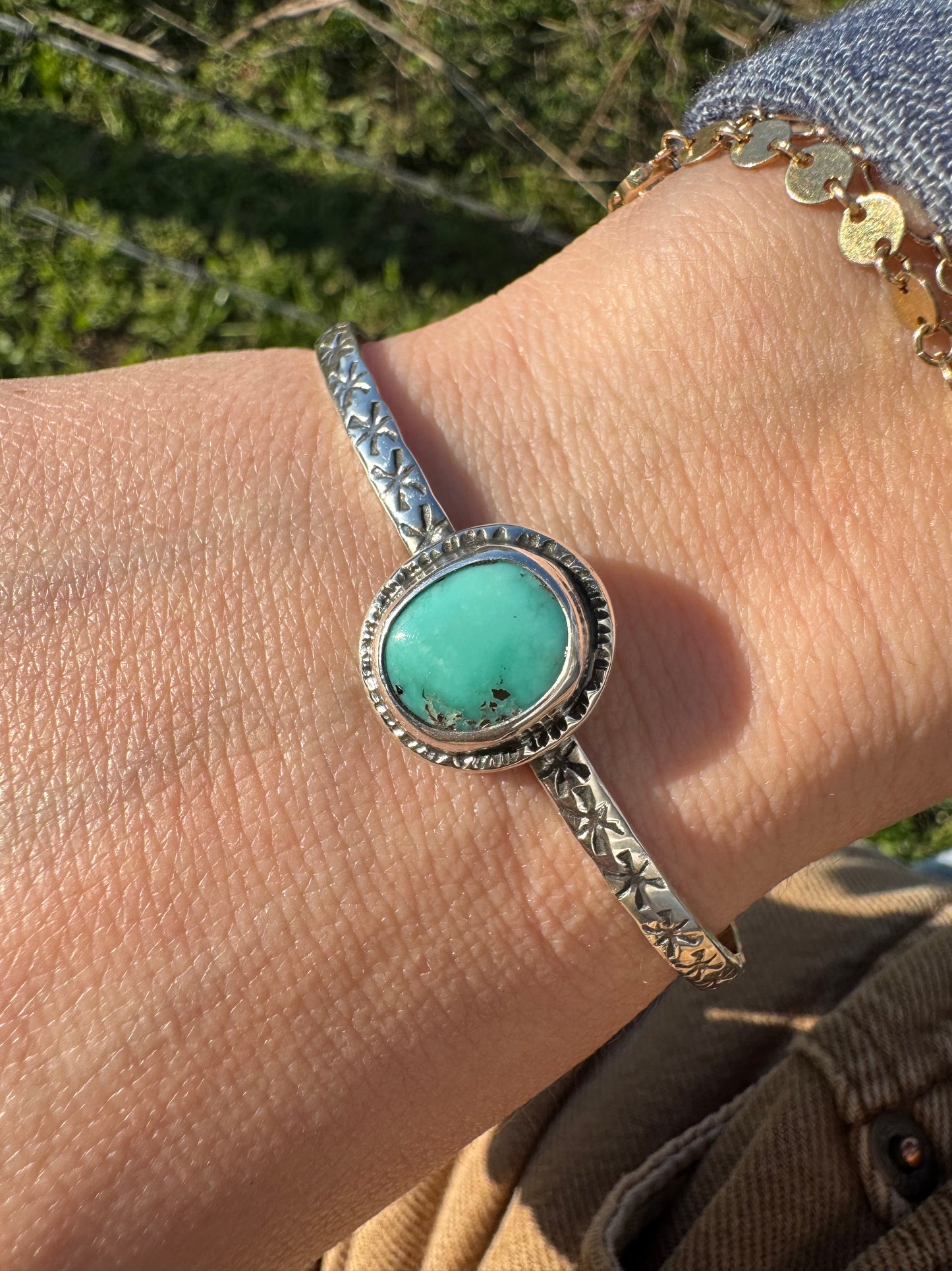 Hand-stamped Turquoise Cuff
