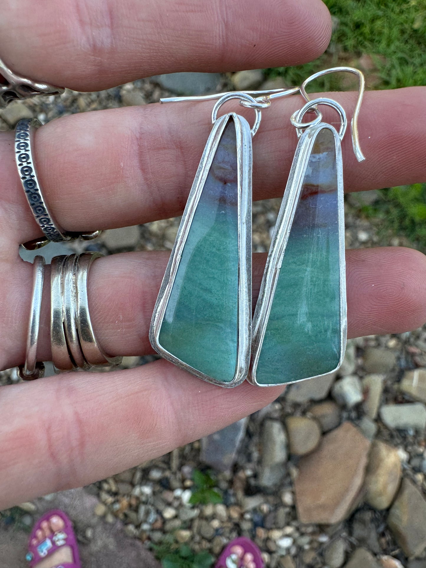 Blue Opal Wood earrings