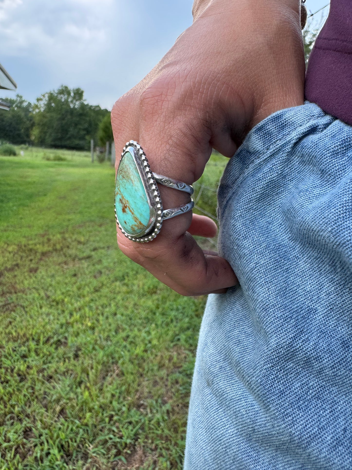 Tear Drop Turquoise Ring size 7.5