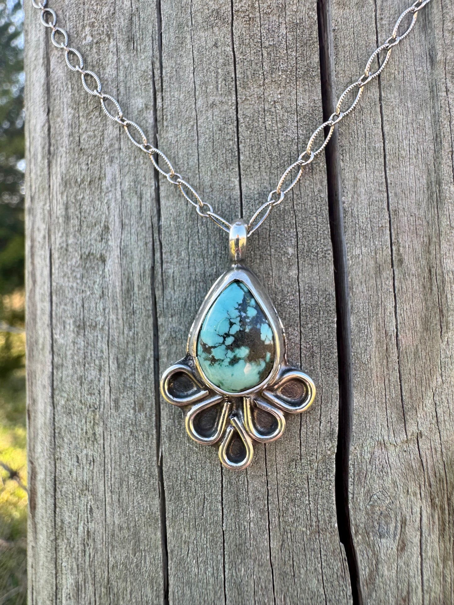 Dainty Tear Drop Turquoise Necklace