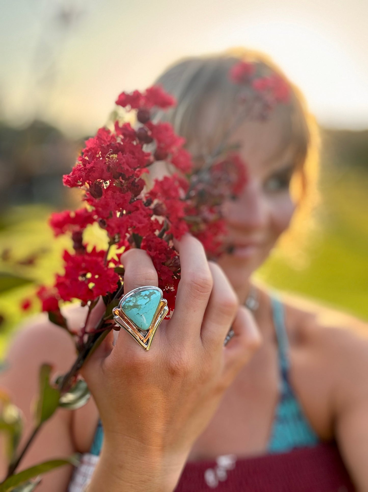 Blooming Tyrone Turquoise ring size 8
