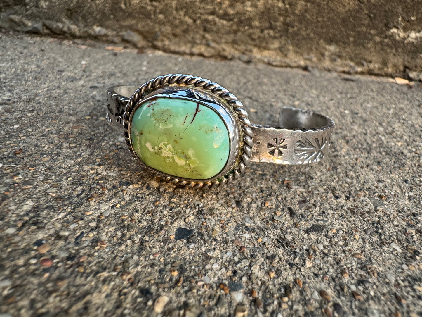 Green Tyrone Turquoise Stamped Cuff Bracelet