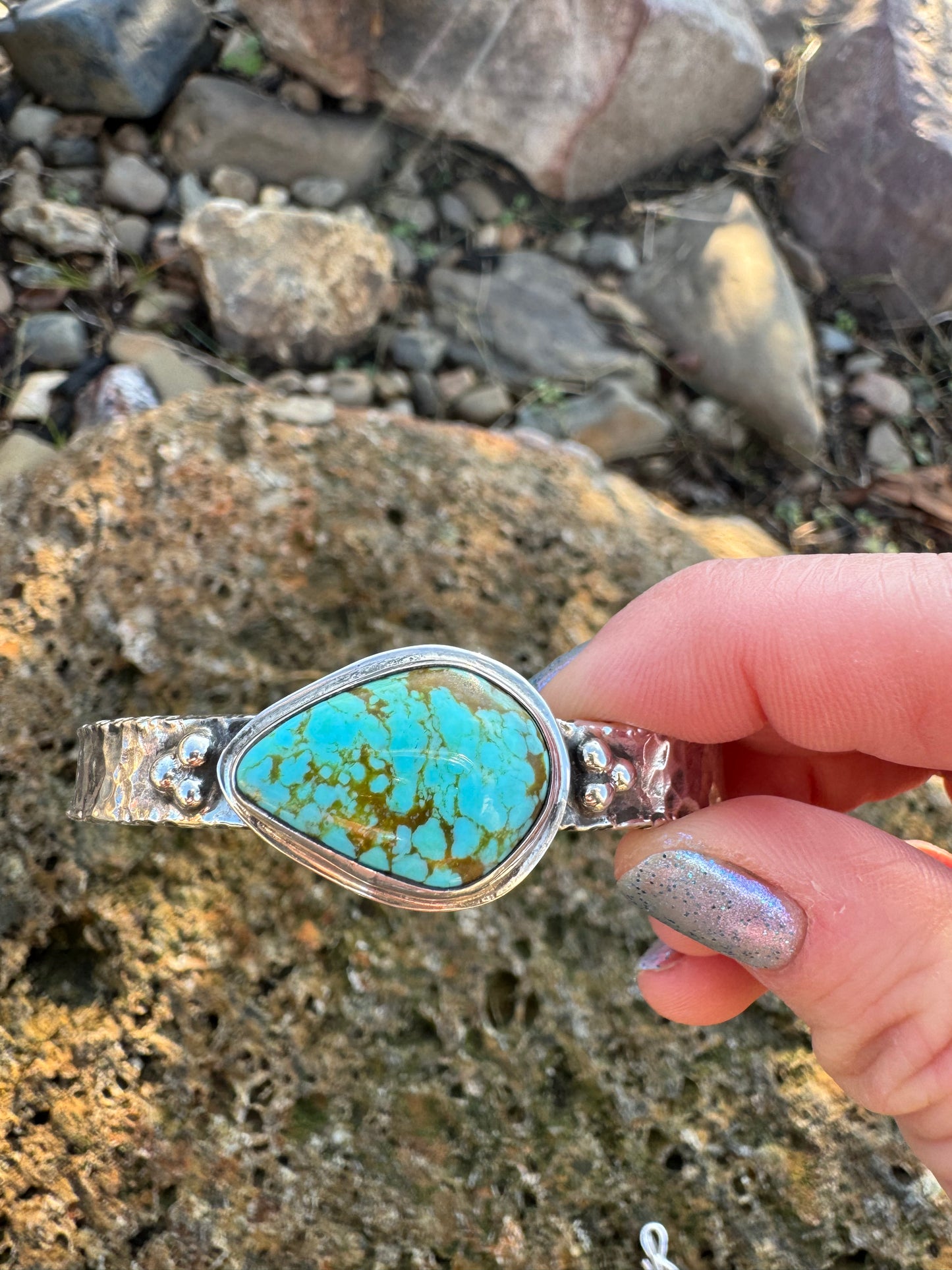 Tyrone turquoise hammered cuff