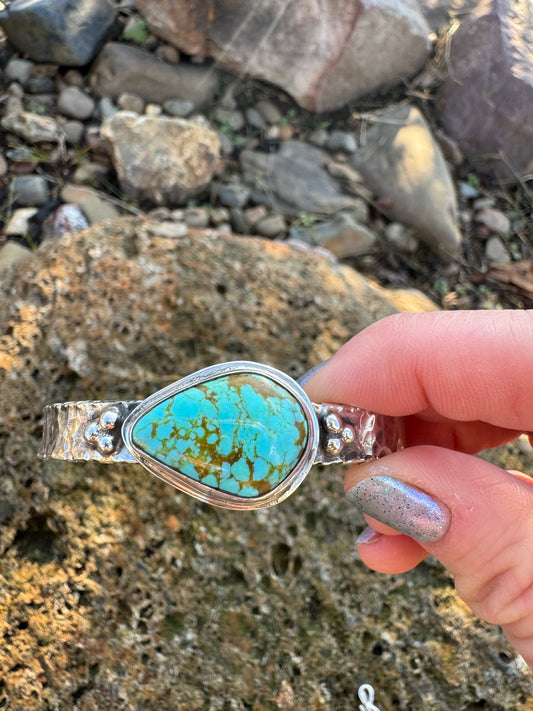 Tyrone turquoise hammered cuff